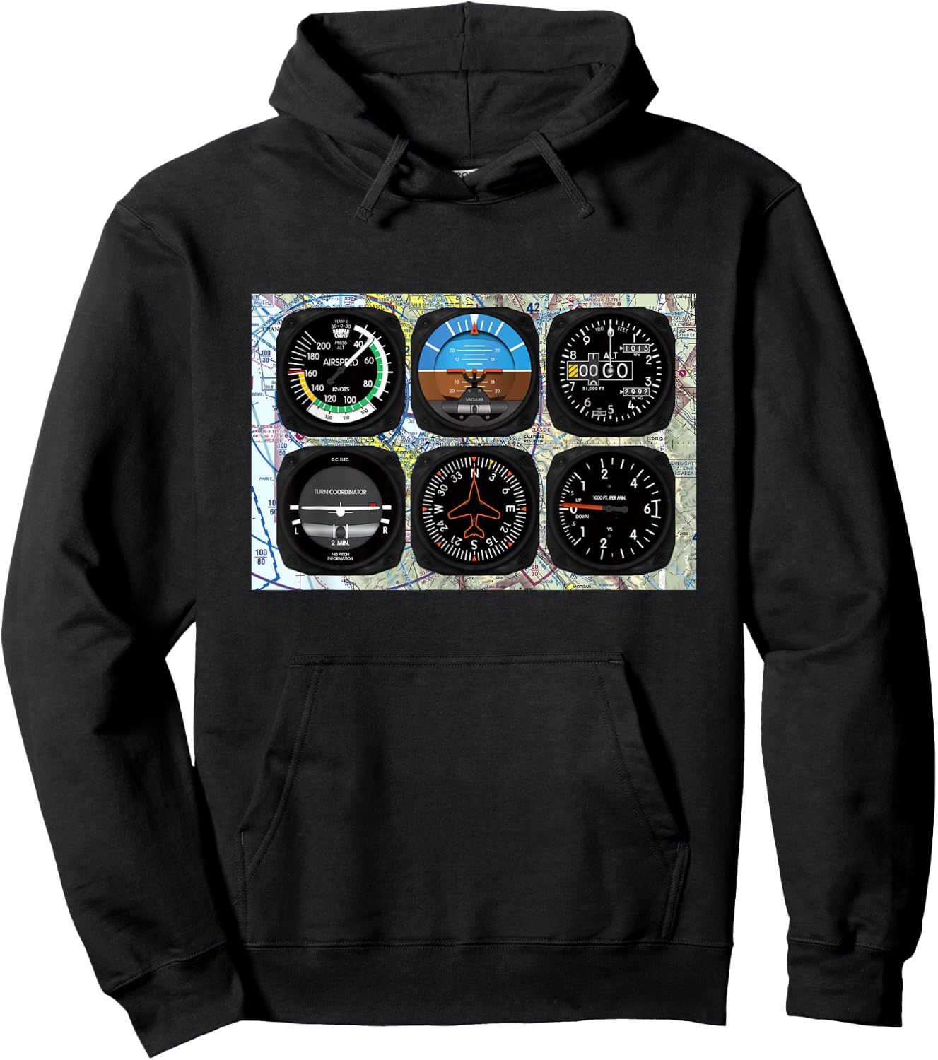 Aviation Pilot 6 Pack Instrument Hoodie - Hoodie | Black