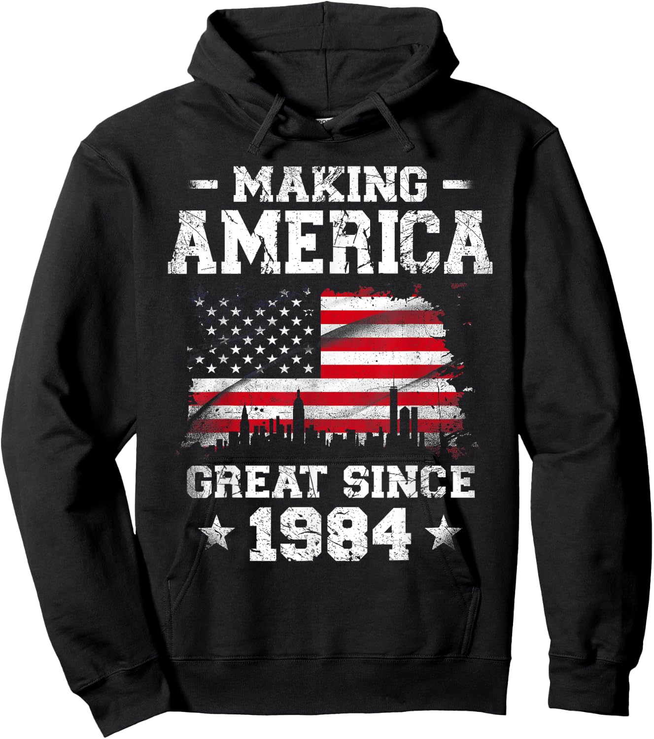 Born In 1984 American Flag Making America Great Since 1984 Hoodie - Hoodie | Black