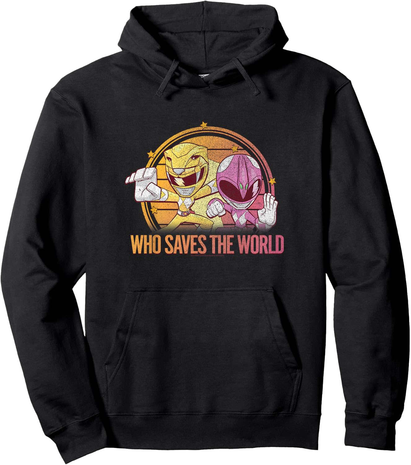 Power Rangers Pink Ranger & Yellow Ranger Saves The World Hoodie - Hoodie | Black