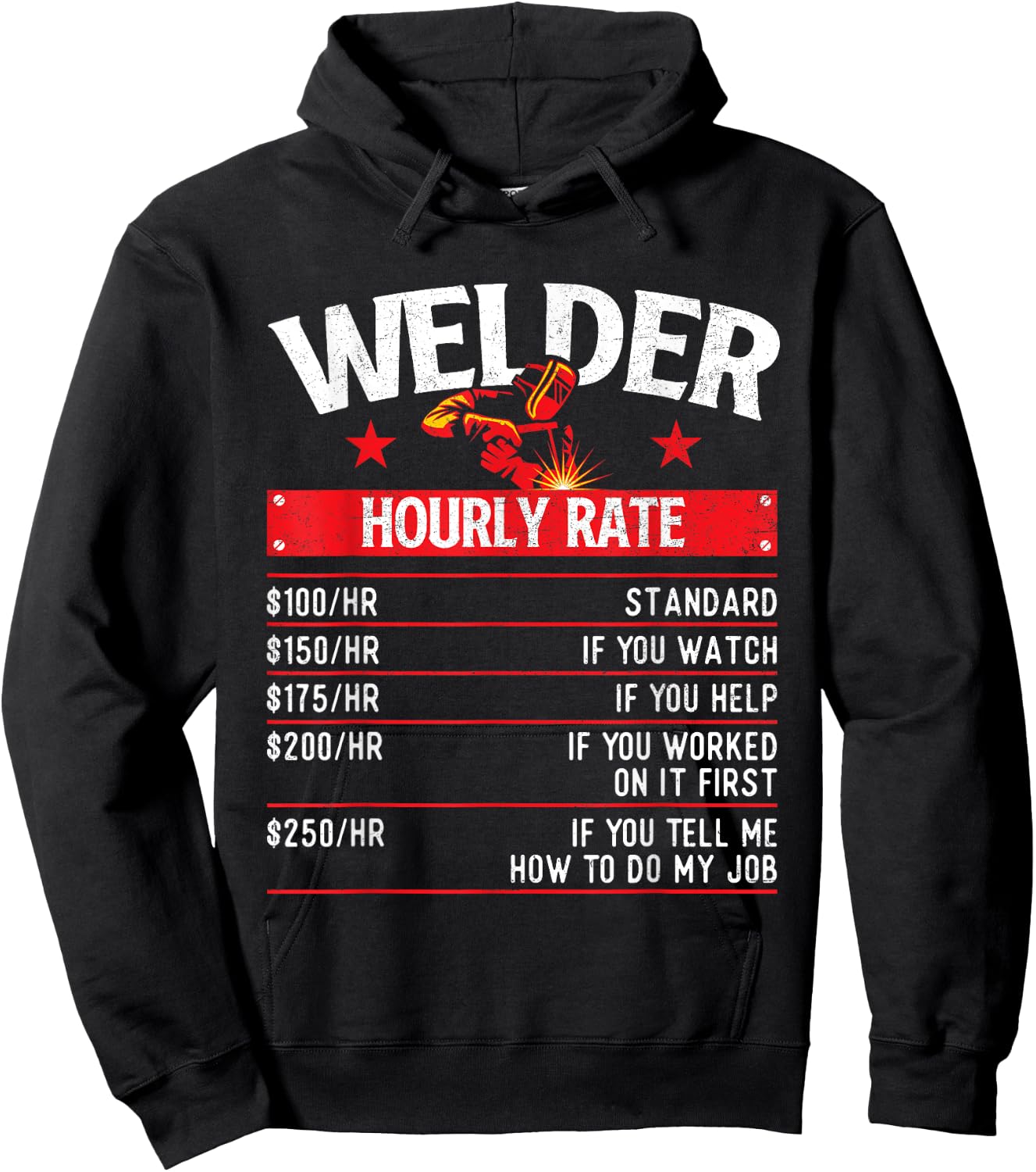 Welder Hourly Rate - Iron Worker Welding Metalworking Hoodie - Hoodie | Black