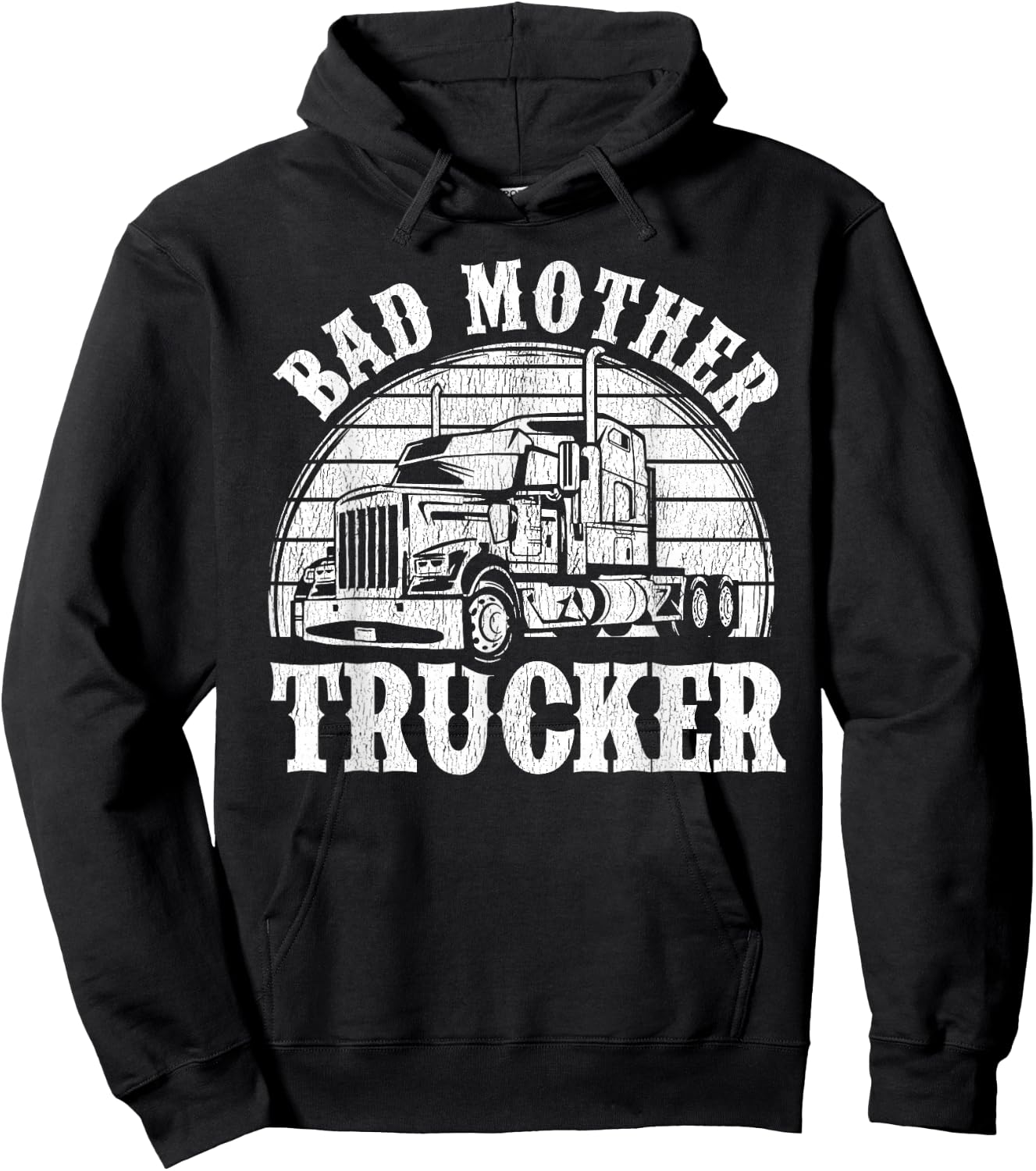 Funny Bad Mother Trucker Gift Women Truck Driver Gag Hoodie - Hoodie | Black