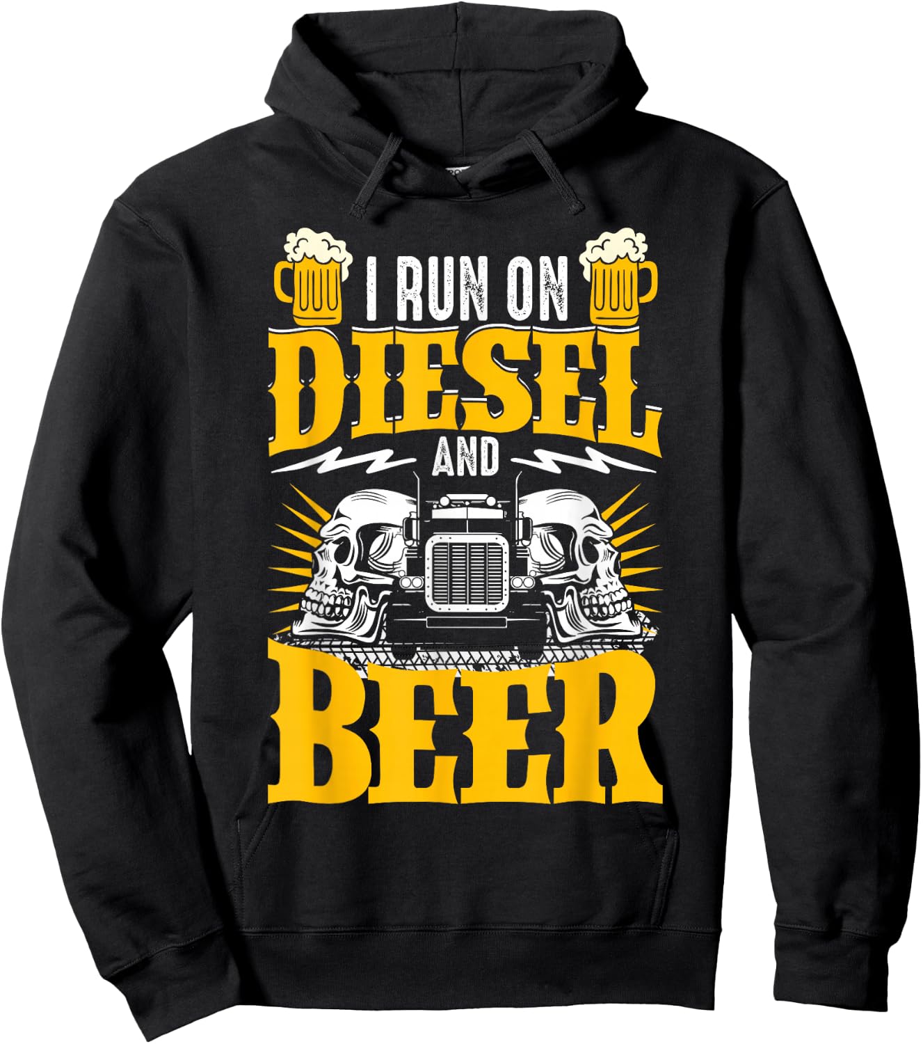 Trucker Truck Driver I Run On Diesel And Beer Hoodie - Hoodie | Black