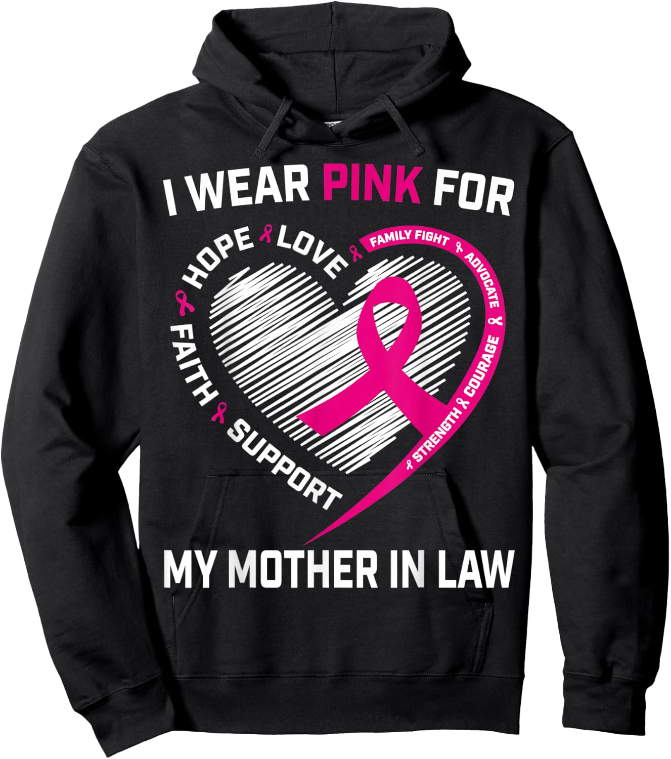 I Wear Pink For My Mother In Law Breast Cancer Awareness Hoodie - Hoodie | Black