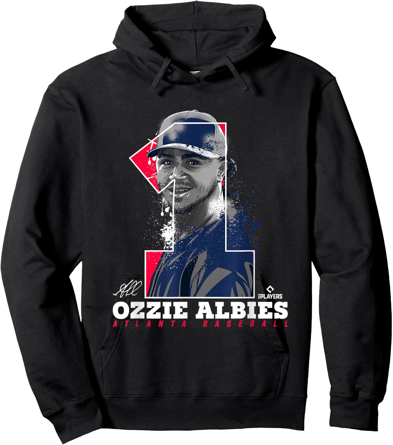 Ozzie Albies Silhouette Bolly Atlanta MLBPA Hoodie - Hoodie | Black
