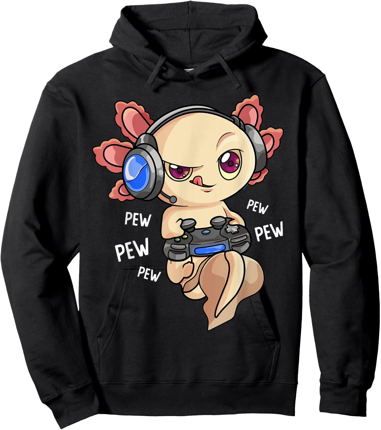 Gaming Axolotl Shirt Kids Boys Gamers - Kawaii Video Game Hoodie - Hoodie | Black