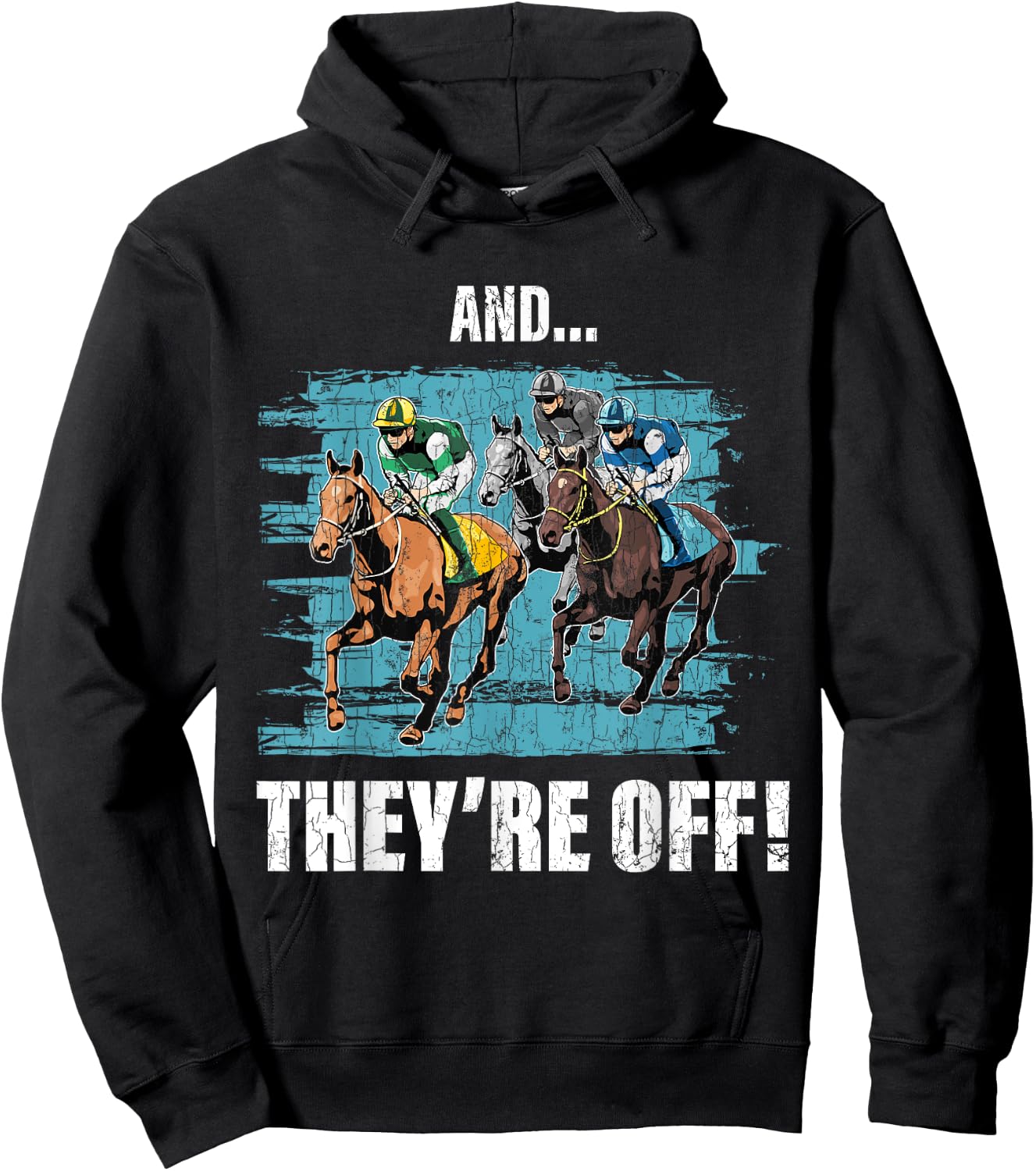 And They're Off Funny Barrel Racer Horse Racing Graphic Hoodie - Hoodie | Black