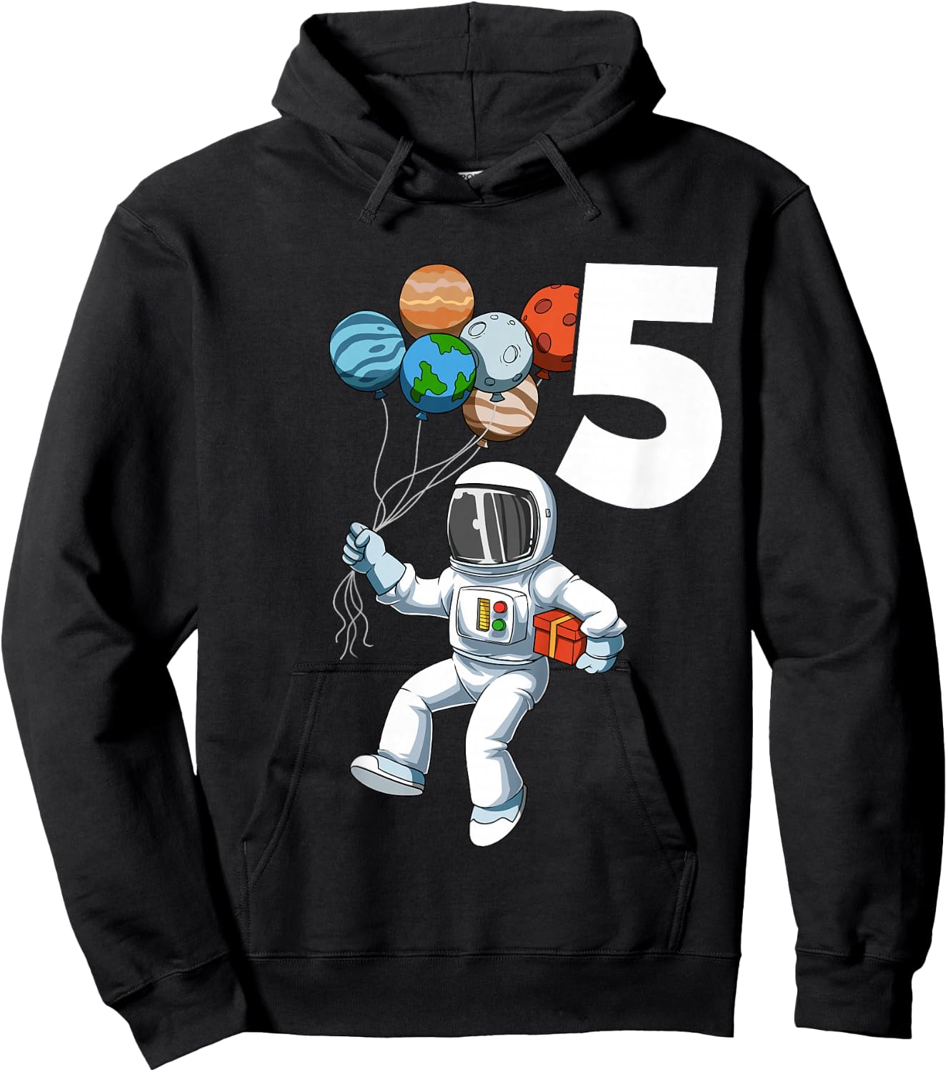 Astronaut Birthday Outfit 5 Outer Space 5th Birthday Party Hoodie - Hoodie | Black