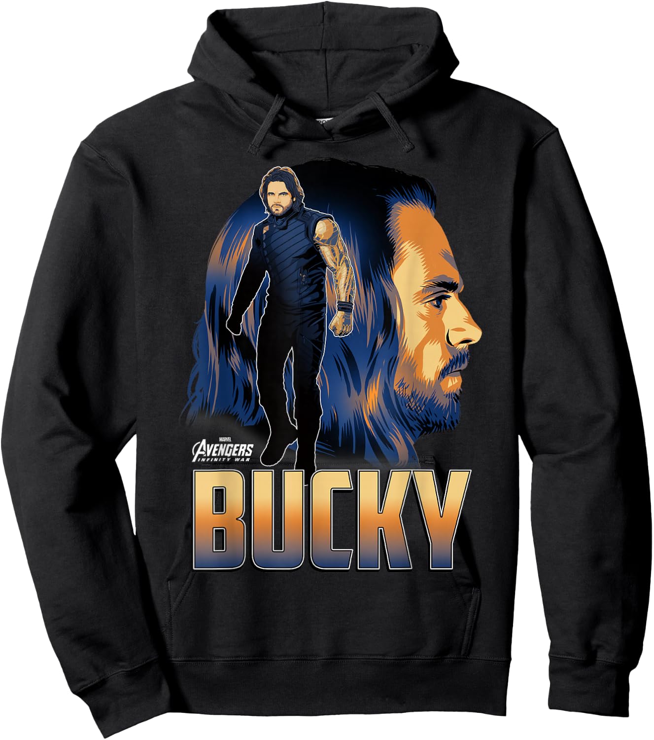 Marvel Infinity War Bucky Big Head Profile Graphic Hoodie - Hoodie | Black