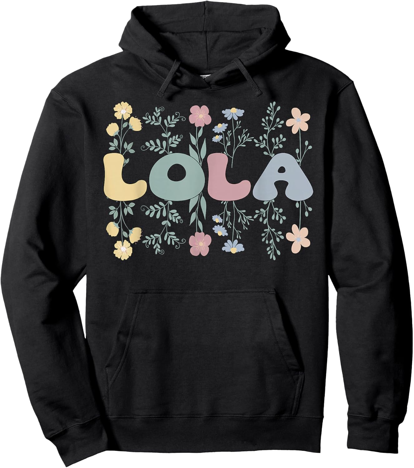 Groovy Lola Grandmother Flowers Lola Grandma Hoodie - Hoodie | Black