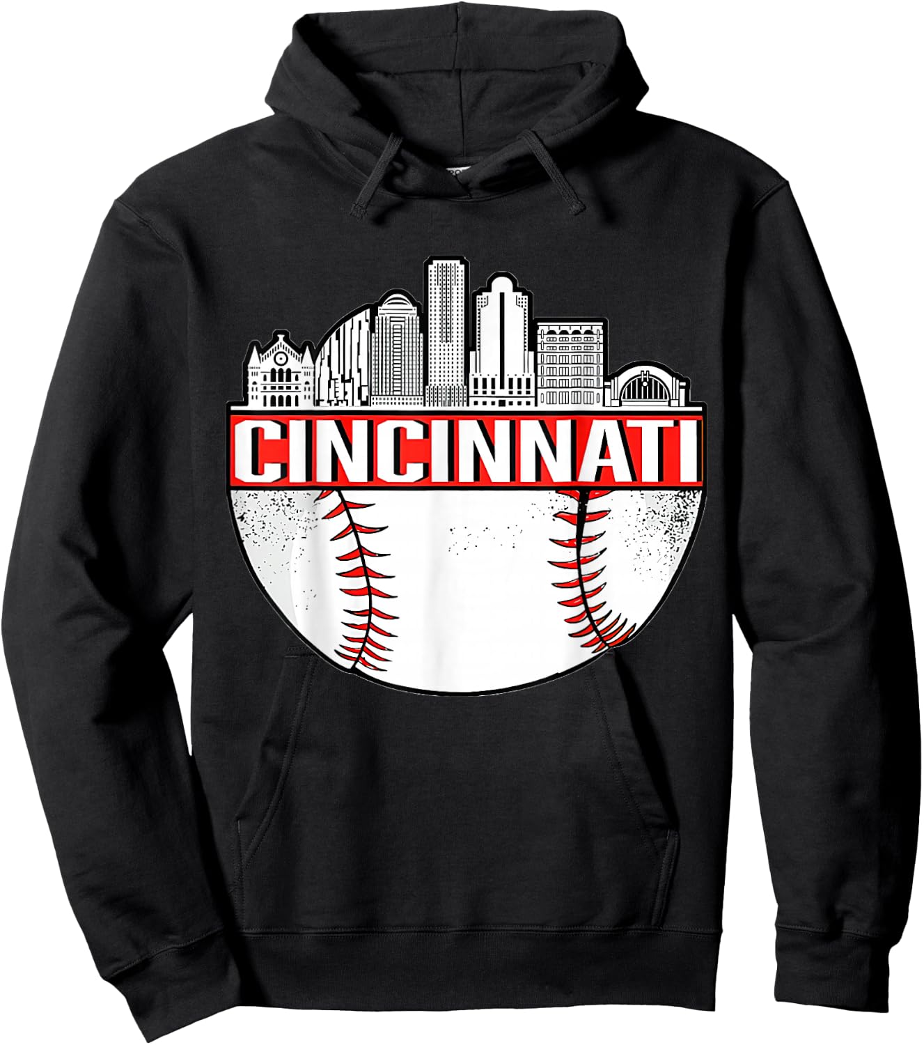 Vintage Cincinnati Ohio Skyline Apparel Hoodie - Hoodie | Black