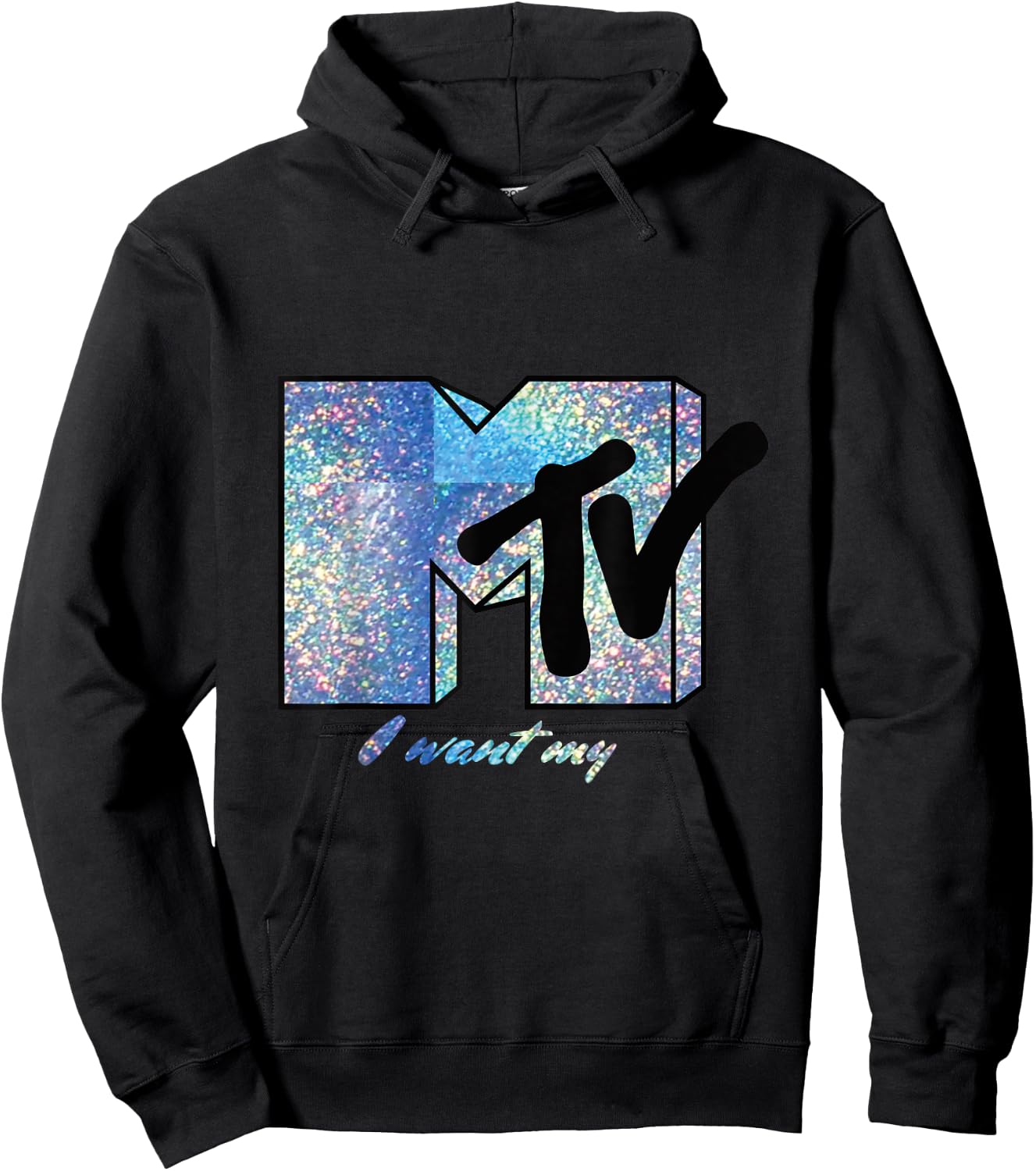 I Want My MTV Sparkly Logo T- Shirts Hoodie - Hoodie | Black