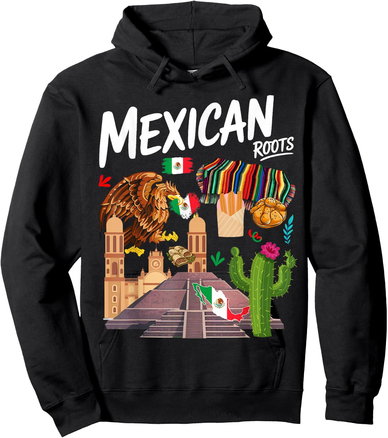 Mexican Heritage Themed Outfit Idea & Mexico Flag Hoodie - Hoodie | Black