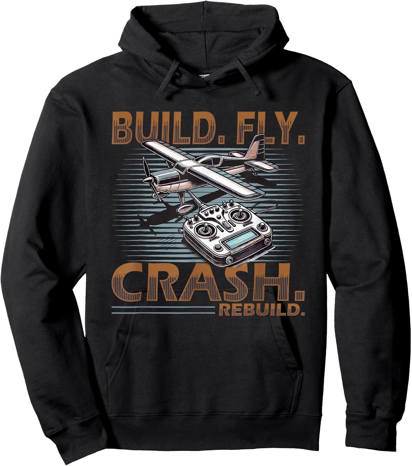 Build Fly Crash Rebuild Rc Plane Hoodie - Hoodie | Black