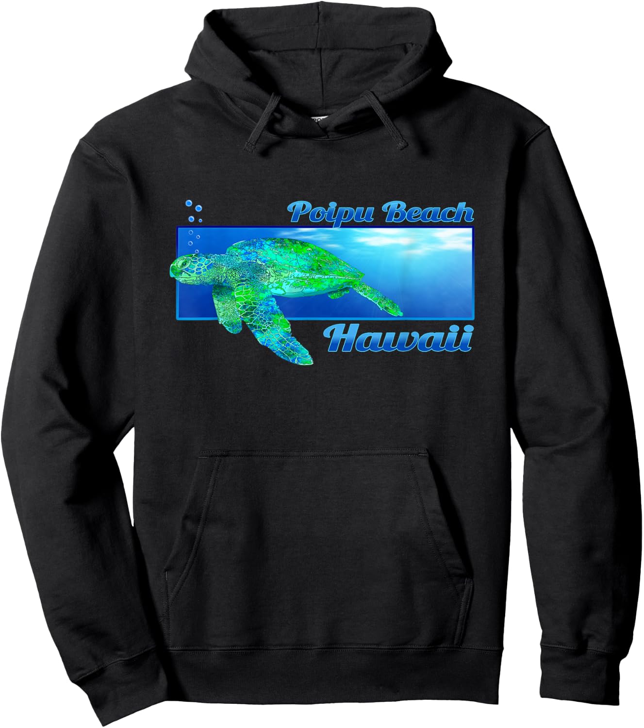 Poipu Beach Hawaii Swimming Honu Hoodie - Hoodie | Black