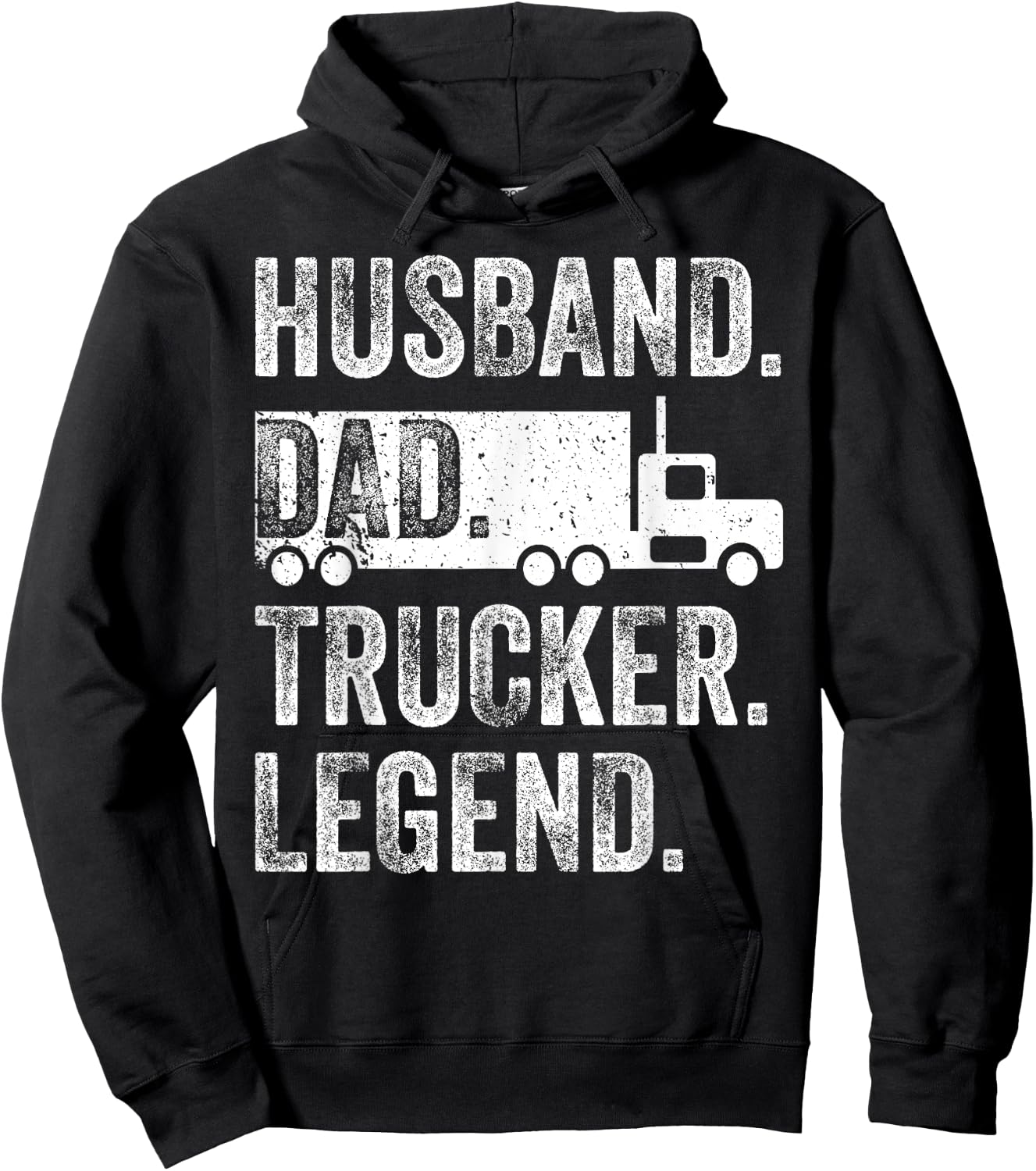 Funny Truck Driver Trucking Men Husband Dad Trucker Legend Hoodie - Hoodie | Black
