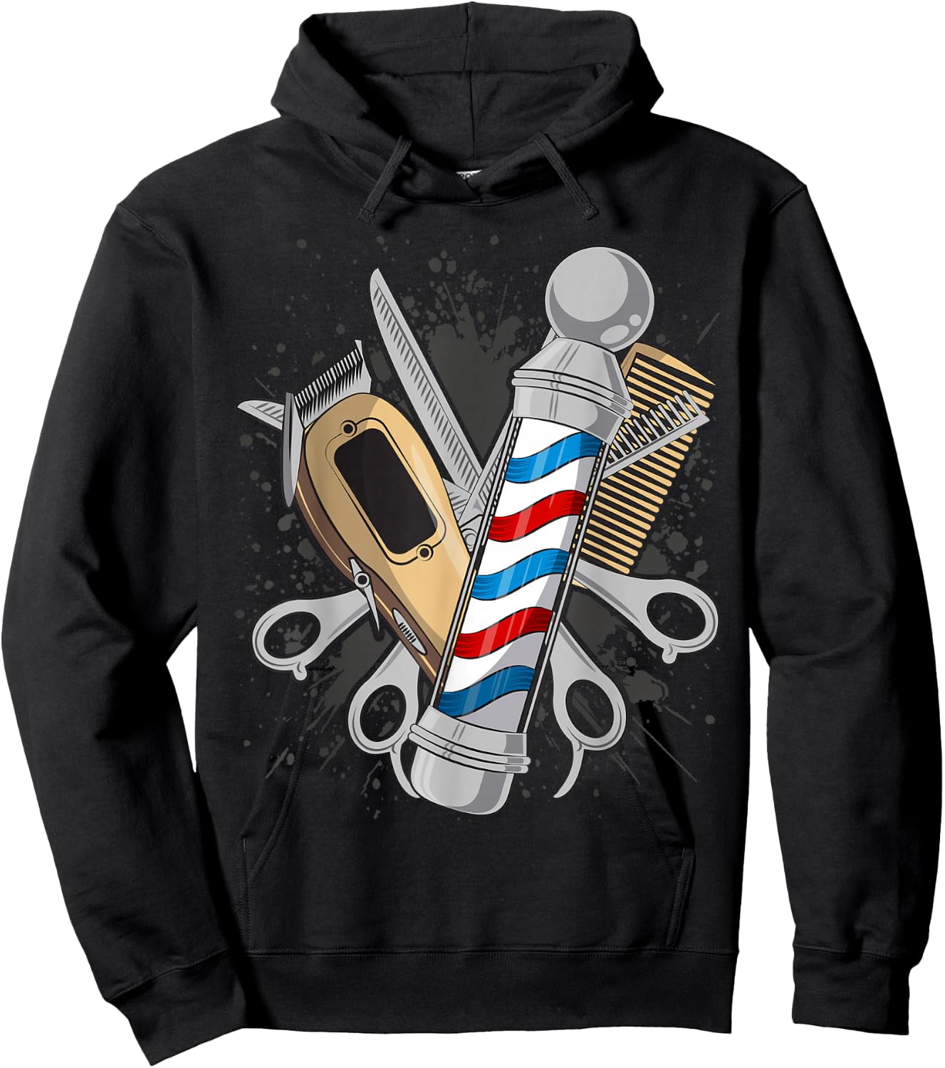 Barbers Pole Scissor Hair Clippers Comb Hoodie - Hoodie | Black