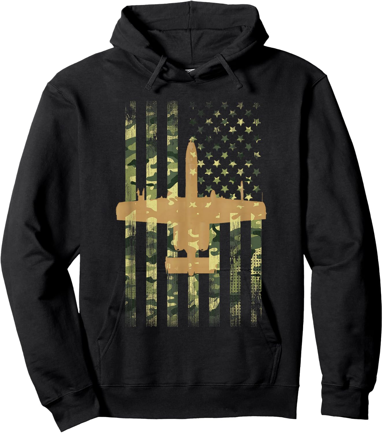 A-10 Thunderbolt II Warthog Camo Flag Military Airplane Hoodie - Hoodie | Black