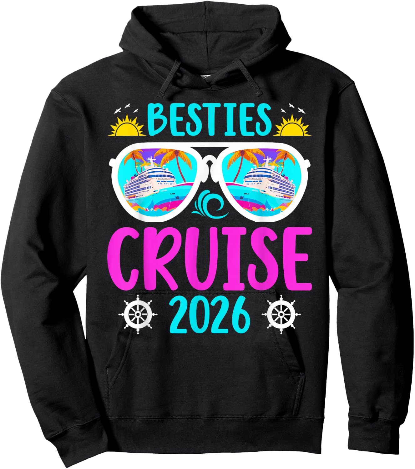 Besties Cruise Trip 2026 Vacation Best Friend Cruising Hoodie - Hoodie | Black