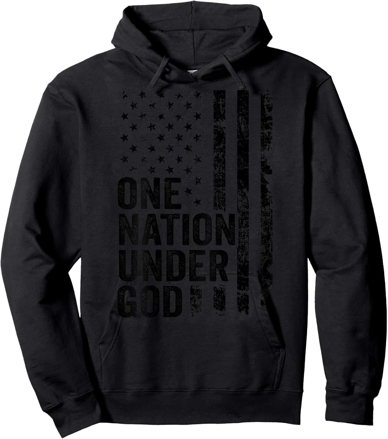 One Nation Under God - Christian Faith USA Flag (ON Back) Hoodie - Hoodie | Black