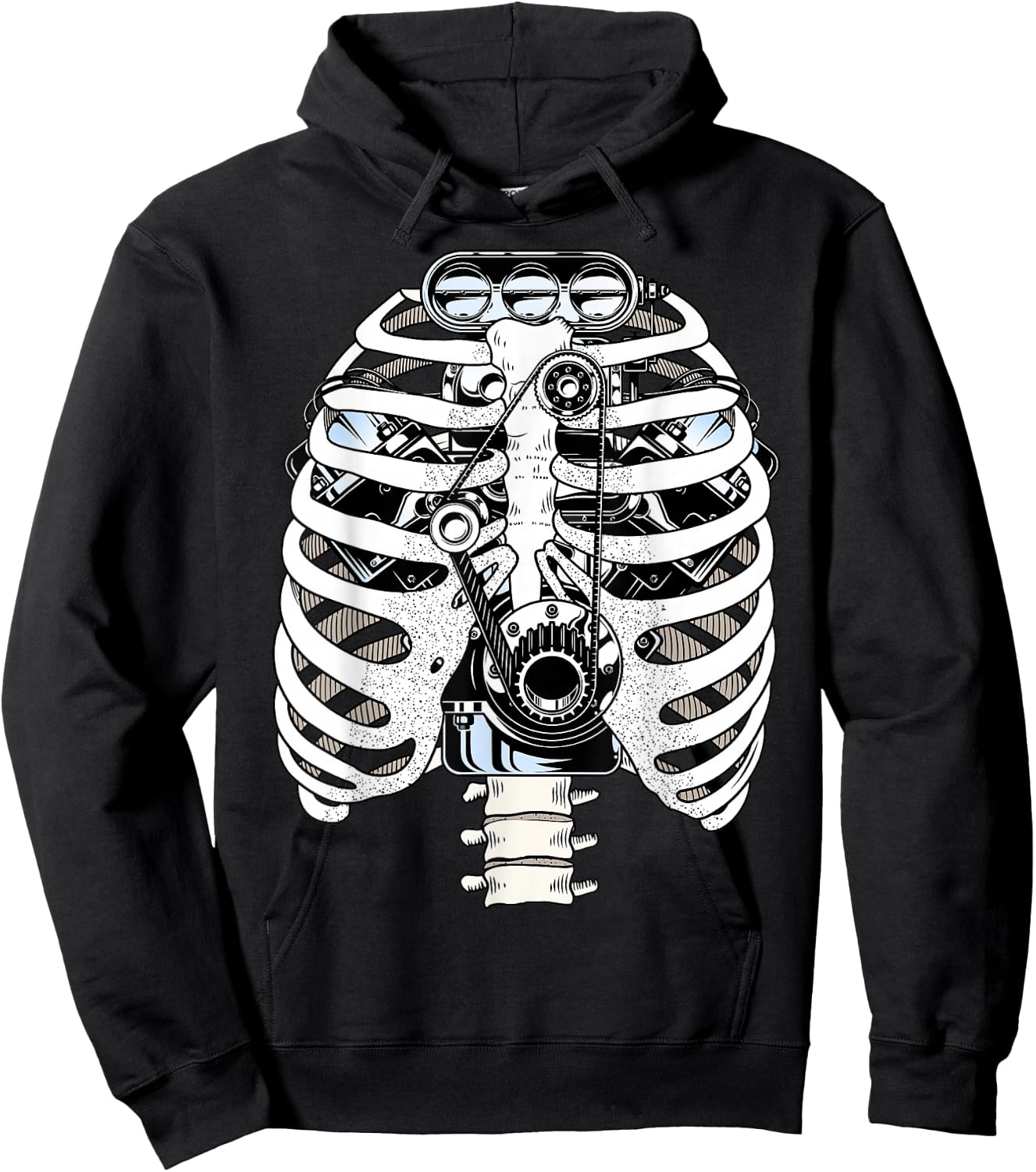 Car Mechanic Halloween Graphic Mechanics Skeleton Engineer Hoodie - Hoodie | Black