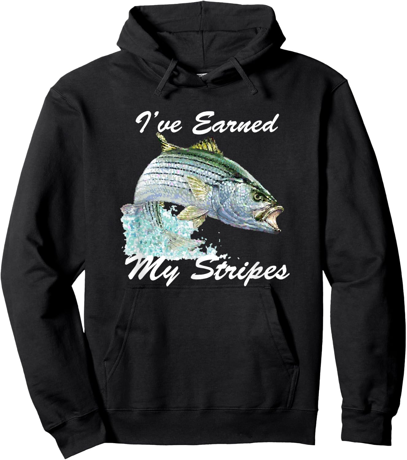 Striped Bass Rockfish Fishing Gift I've Earned My Stripes Hoodie - Hoodie | Black