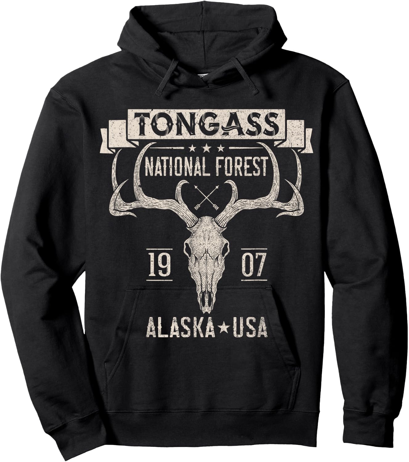 Tongass National Forest Alaska Elk Hiking Trails Souvenir Hoodie - Hoodie | Black