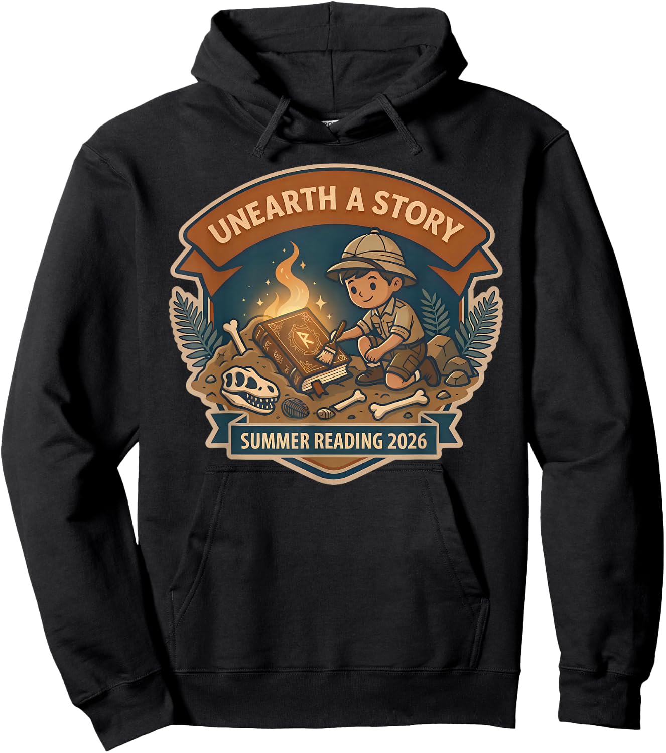 Unearth A Story Summer Reading 2026 Cute Archeologist Cool Hoodie - Hoodie | Black