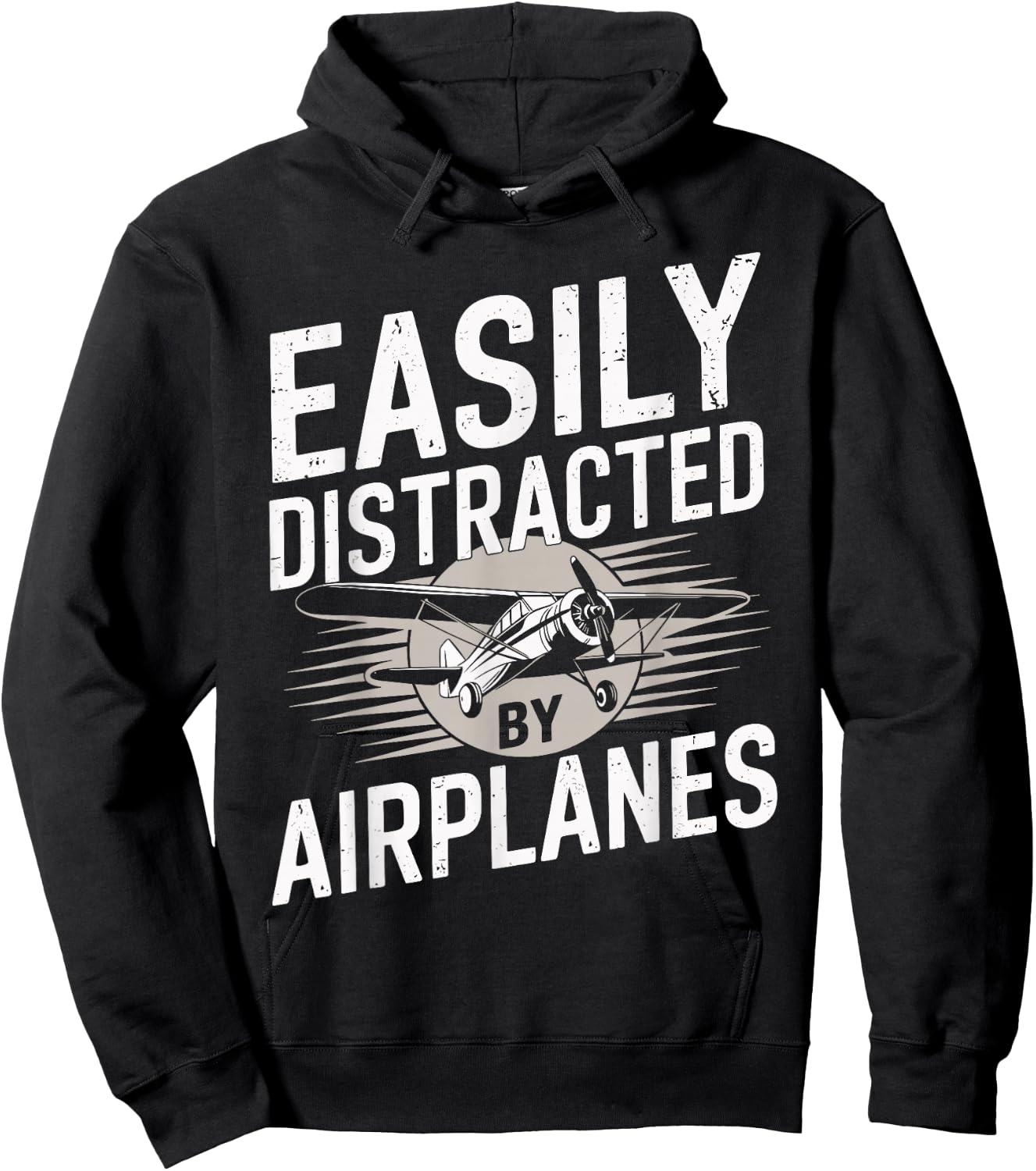 Easily Distracted By Airplanes Funny Pilot Hoodie - Hoodie | Black
