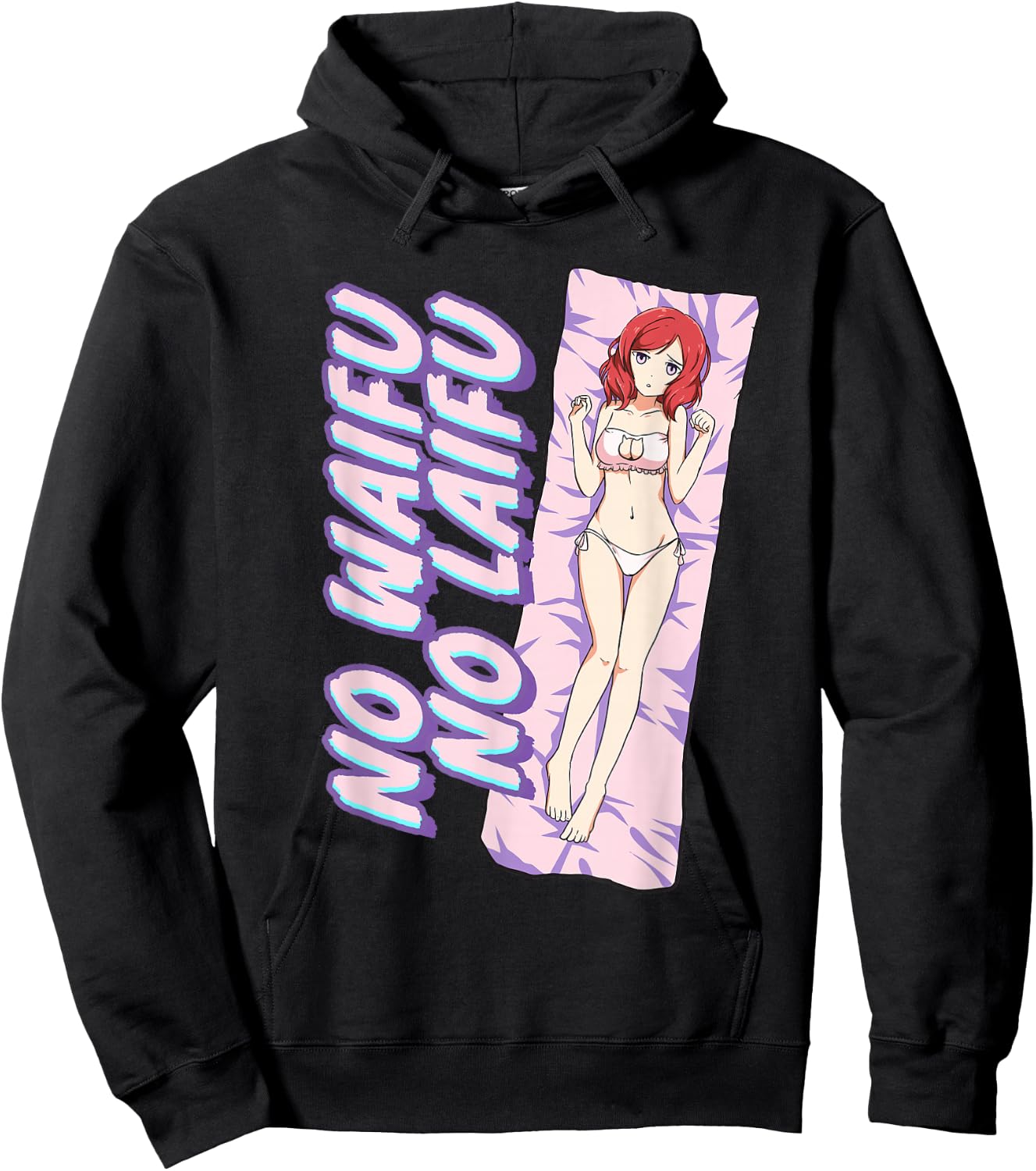 No Waifu No Laifu Anime Japanese Aesthetic Otaku Hoodie - Hoodie | Black
