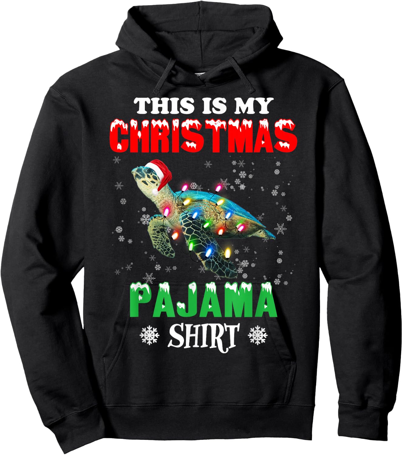 This is My Christmas Pajama Shirt Sea Turtle Christmas Hoodie - Hoodie | Black