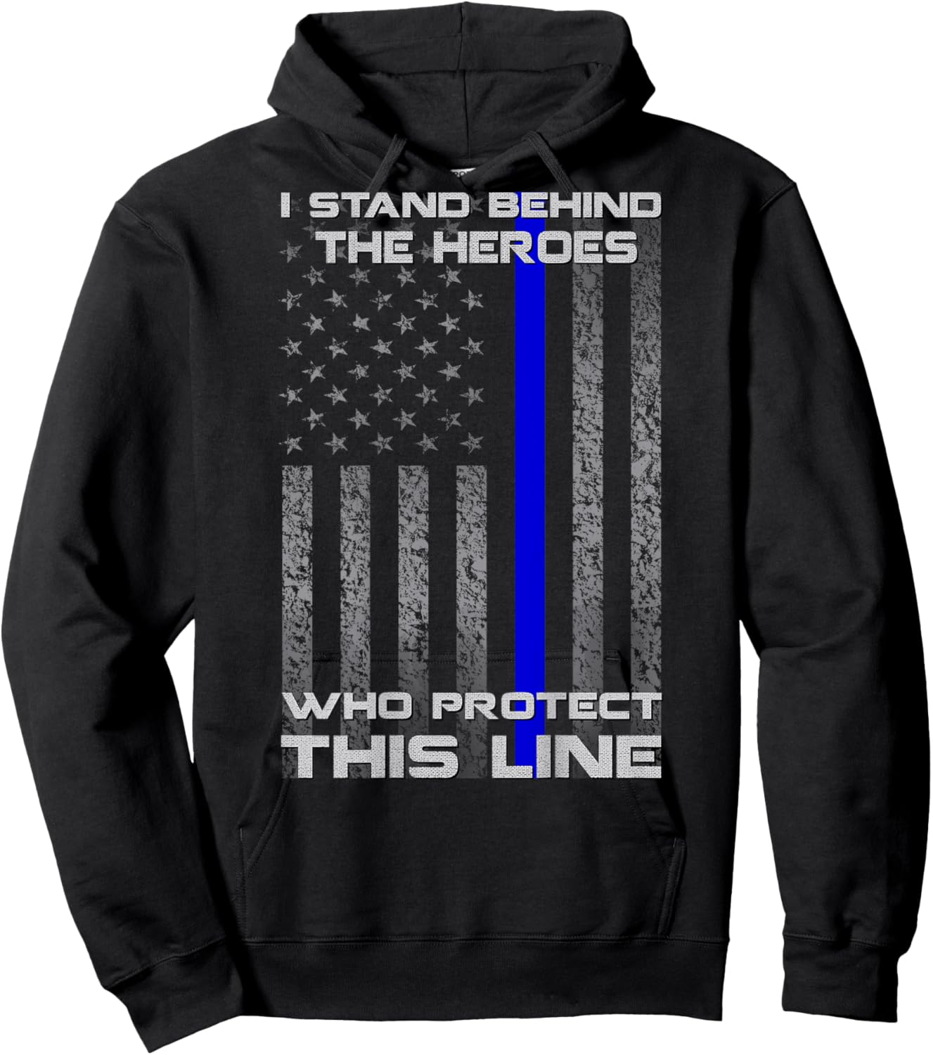 Thin Blue Line Flag Police Hero Law Enforcement Support Hoodie - Hoodie | Black
