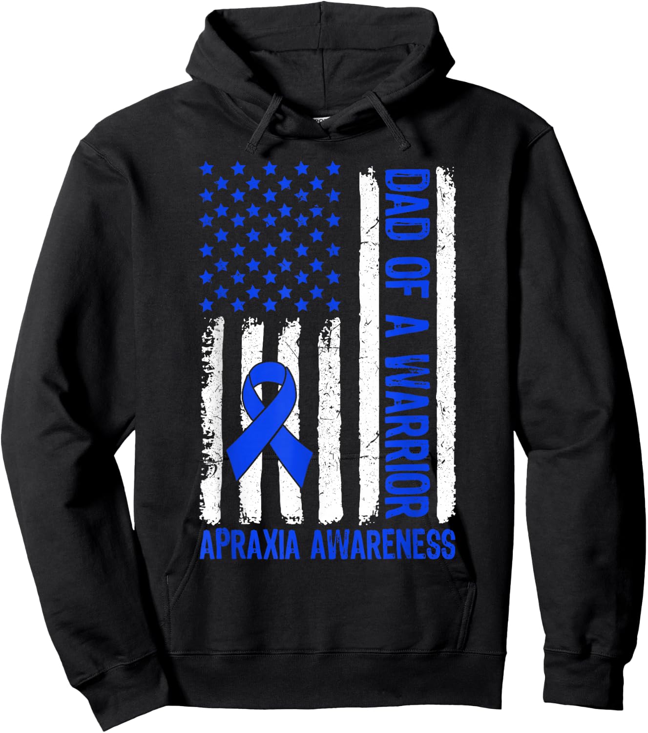 Proud Dad Of A Warrior Apraxia Family US Flag Hoodie - Hoodie | Black