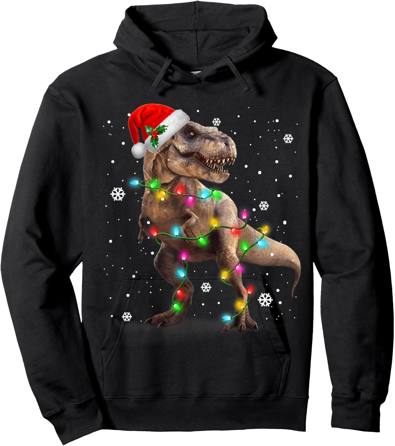 Dinosaur T-rex Tree Christmas Sweater Xmas Pet Dino Trex Hoodie - Hoodie | Black
