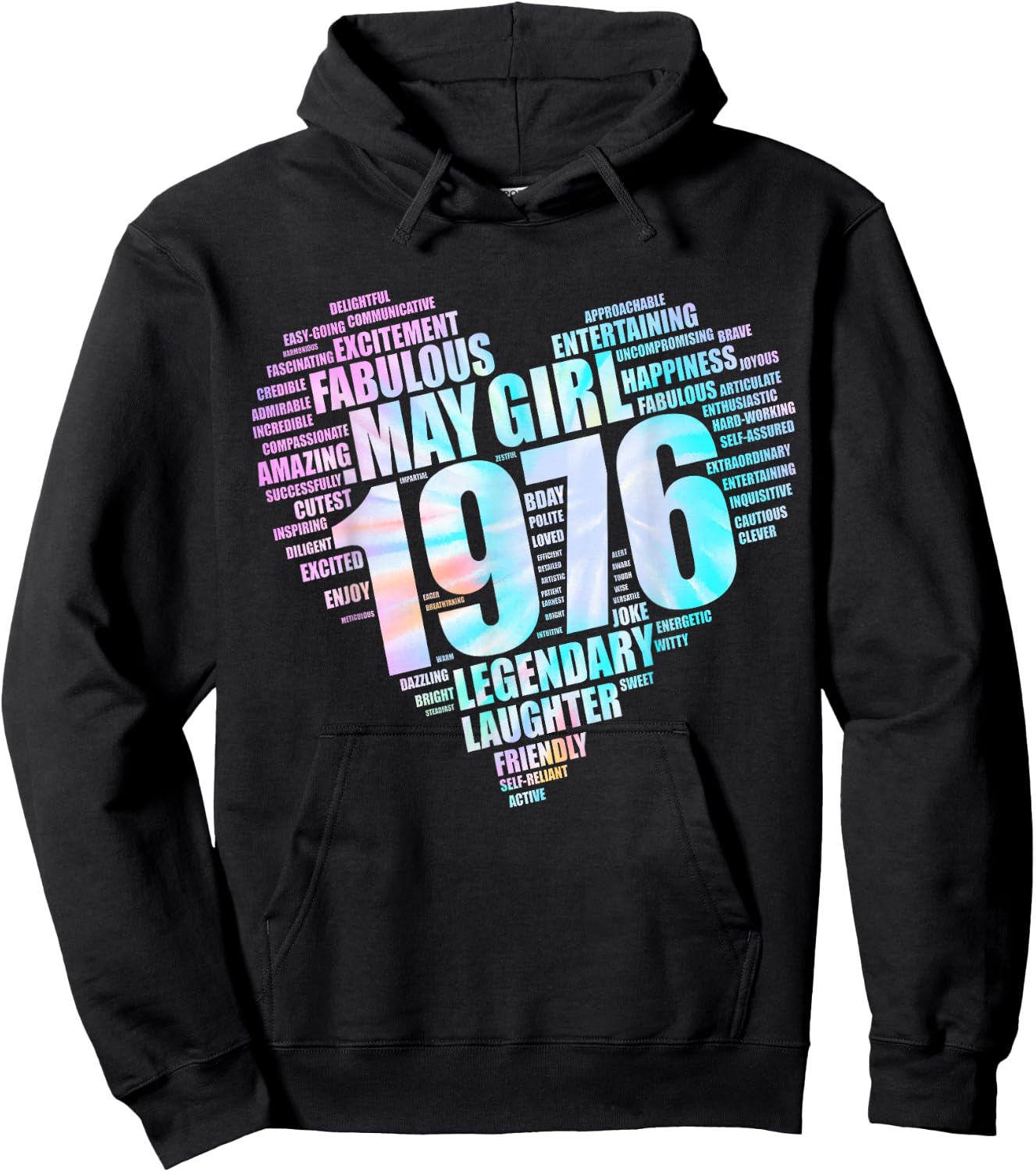 MAY GIRL 1976 Awesome Fabulous Big Heart 50th Pink Fifty Mom Hoodie - Hoodie | Black