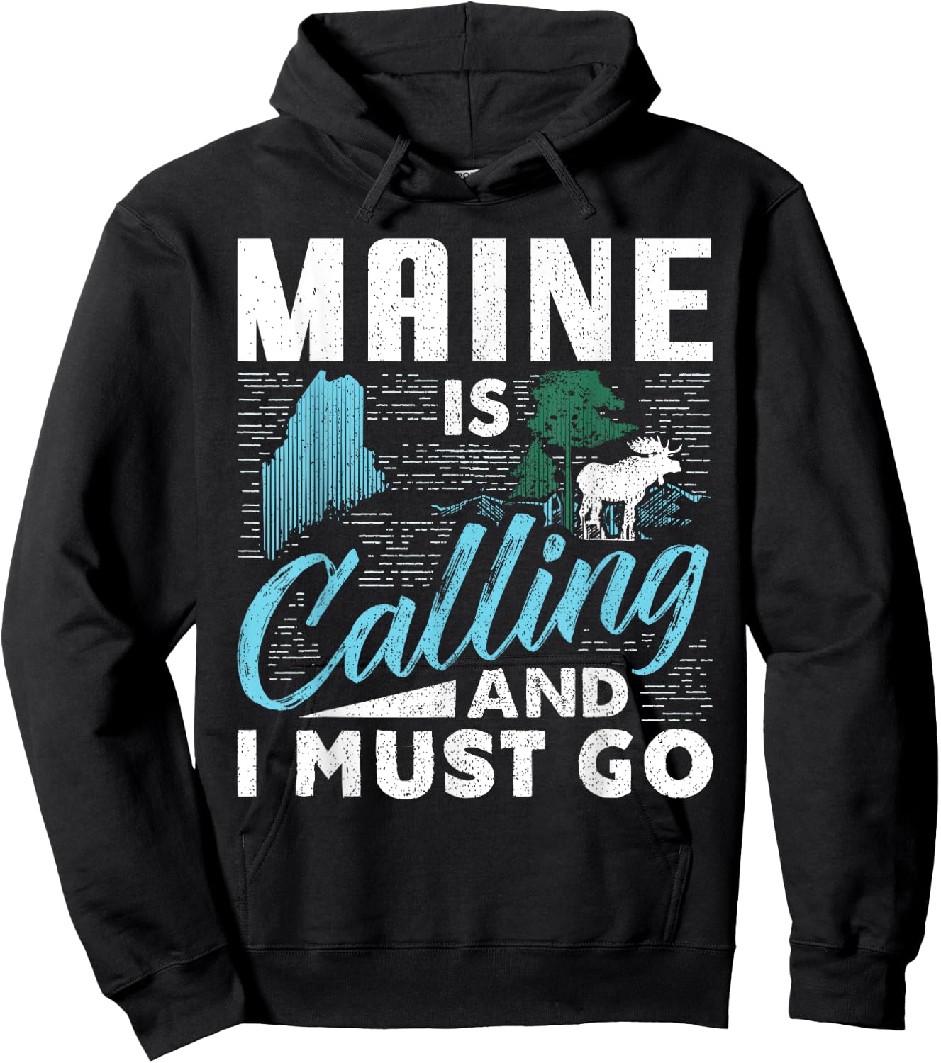 Maine Is Calling And I Must Go Funny Vacation Gift Hoodie - Hoodie | Black