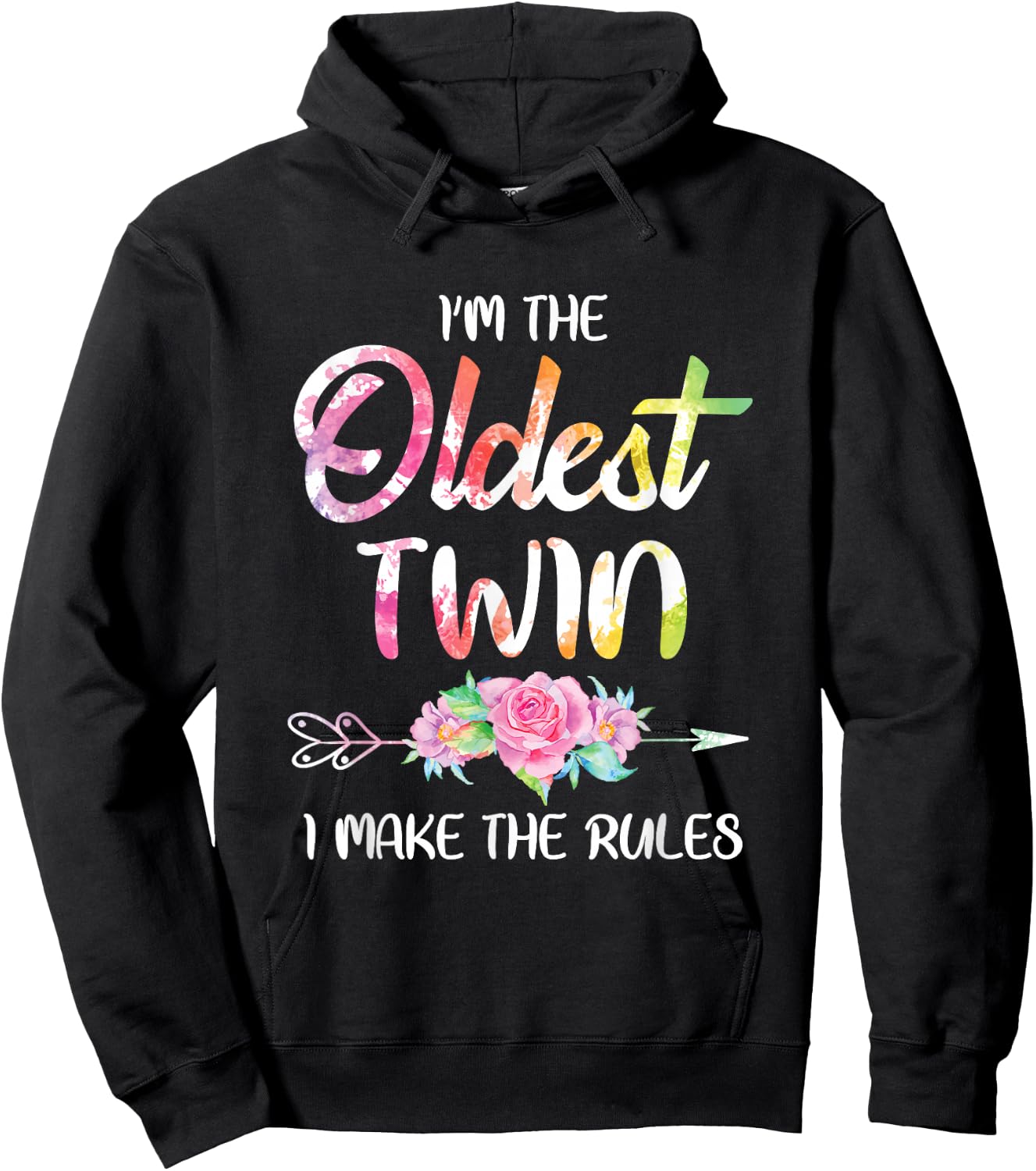 Oldest Twin Shirt Sibling Birthday Funny Twins Matching Hoodie - Hoodie | Black