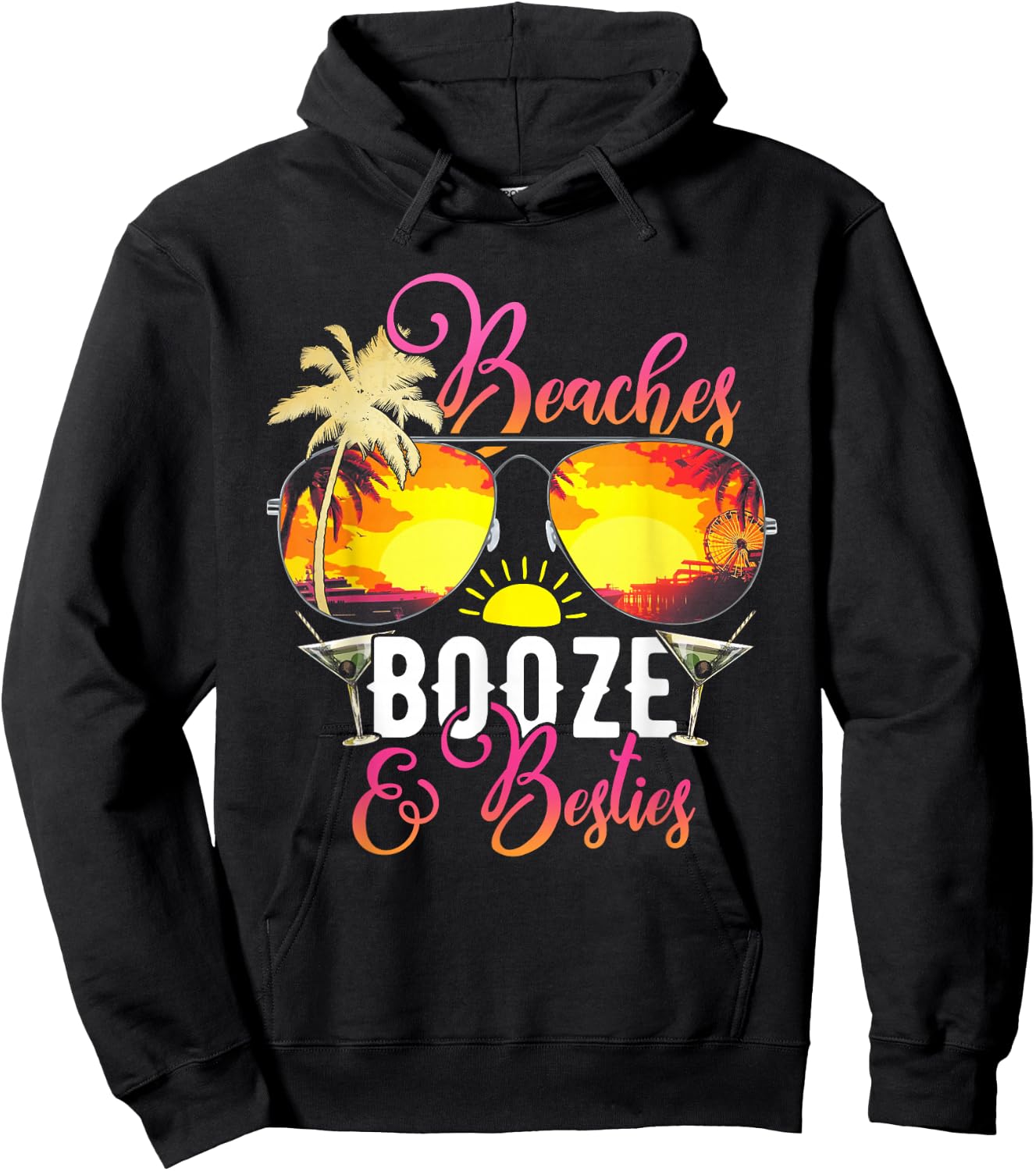 Weekend Trip Friends Beaches Booze & Besties Vacation Beach Hoodie - Hoodie | Black