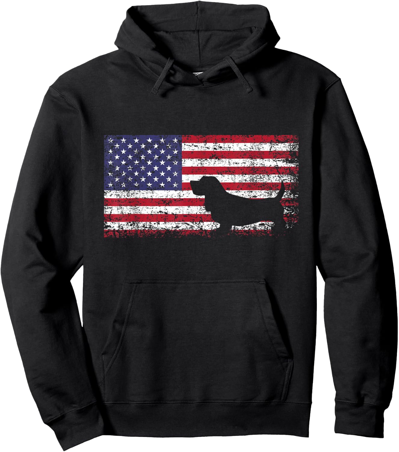 Basset Hound American Flag I Love My Basset Hound Hoodie - Hoodie | Black