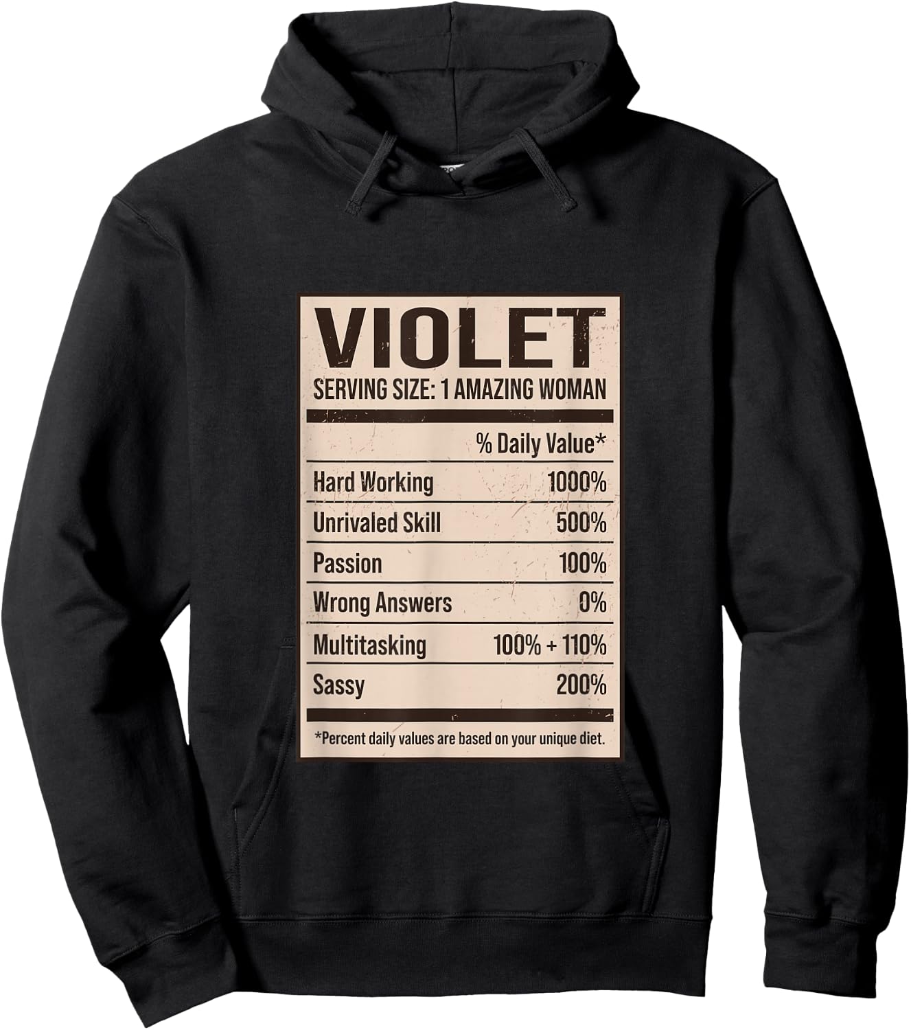 Violet Nutrition Facts Name Nickname Alias Title Friends Hoodie - Hoodie | Black