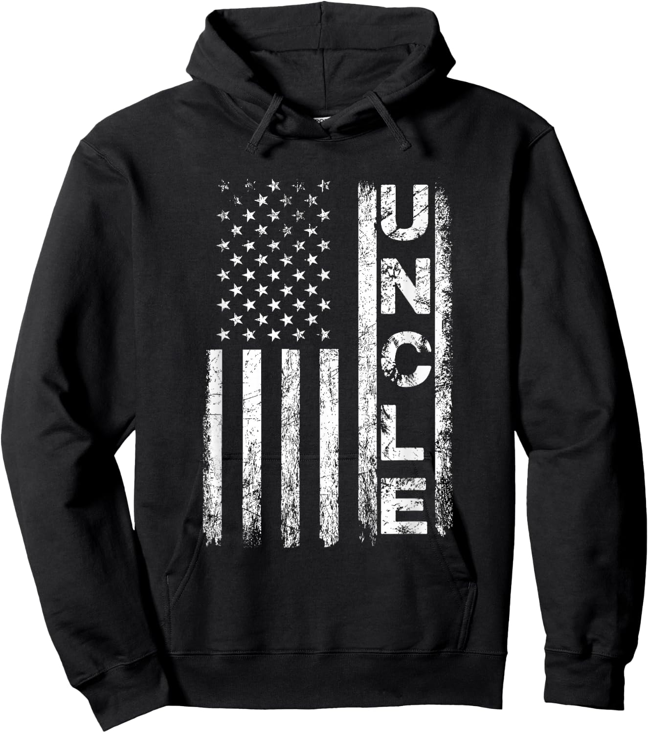 Uncle Vintage American Flag Father's Day 4th of July Uncle Hoodie - Hoodie | Black