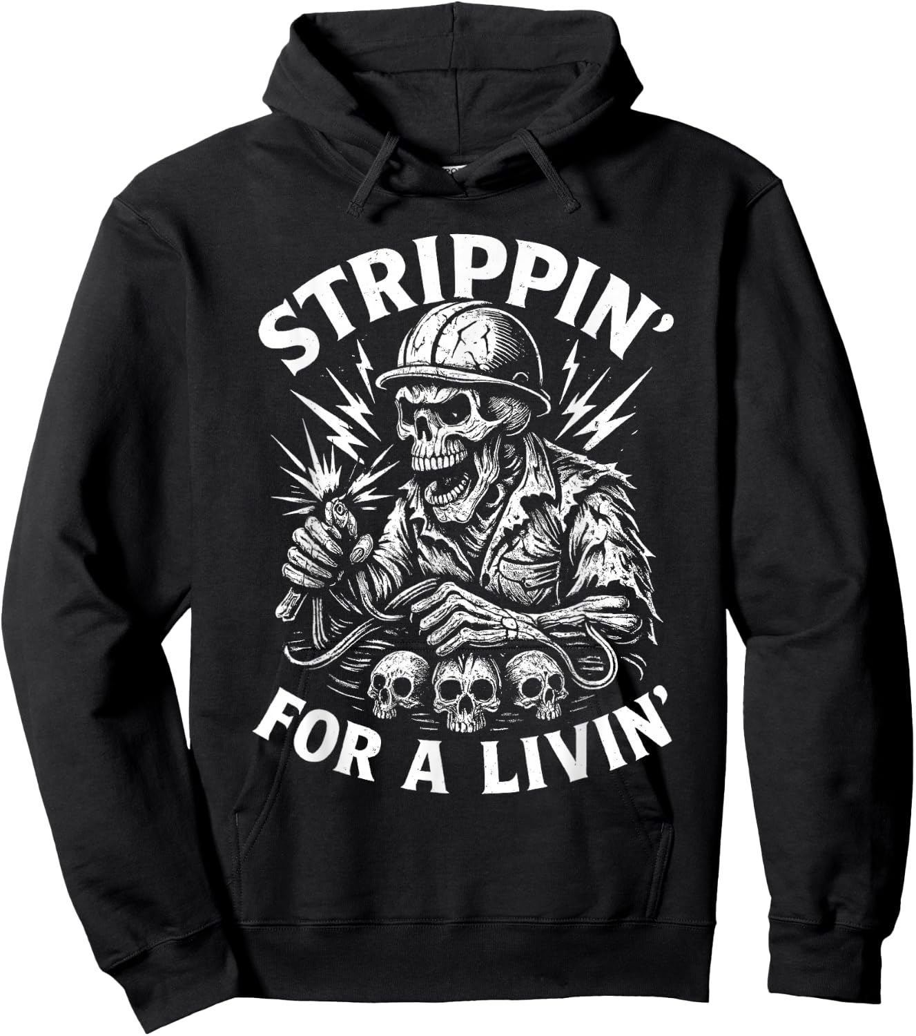 Strippin’ for a Livin’ Skeleton Electrician Hoodie - Hoodie | Black