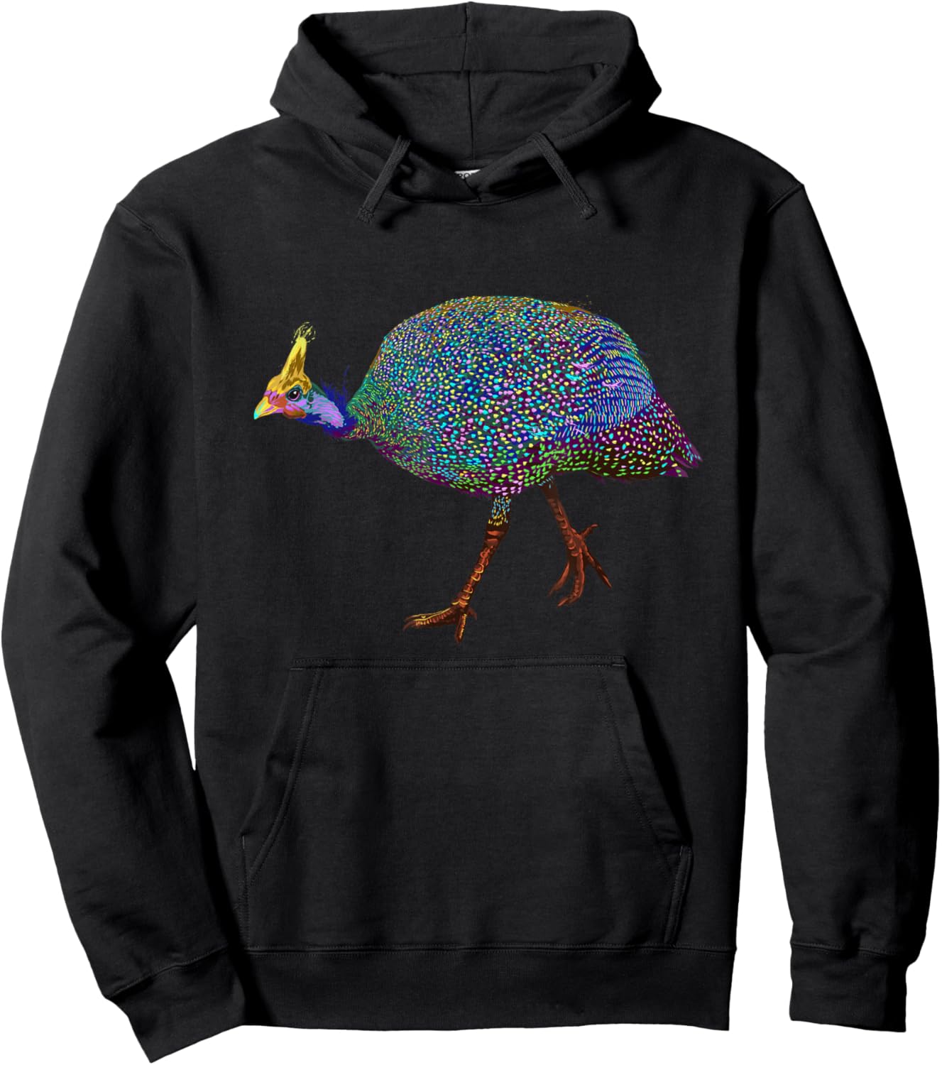 Splash Pearl Hen Guinea Fowl Hoodie - Hoodie | Black