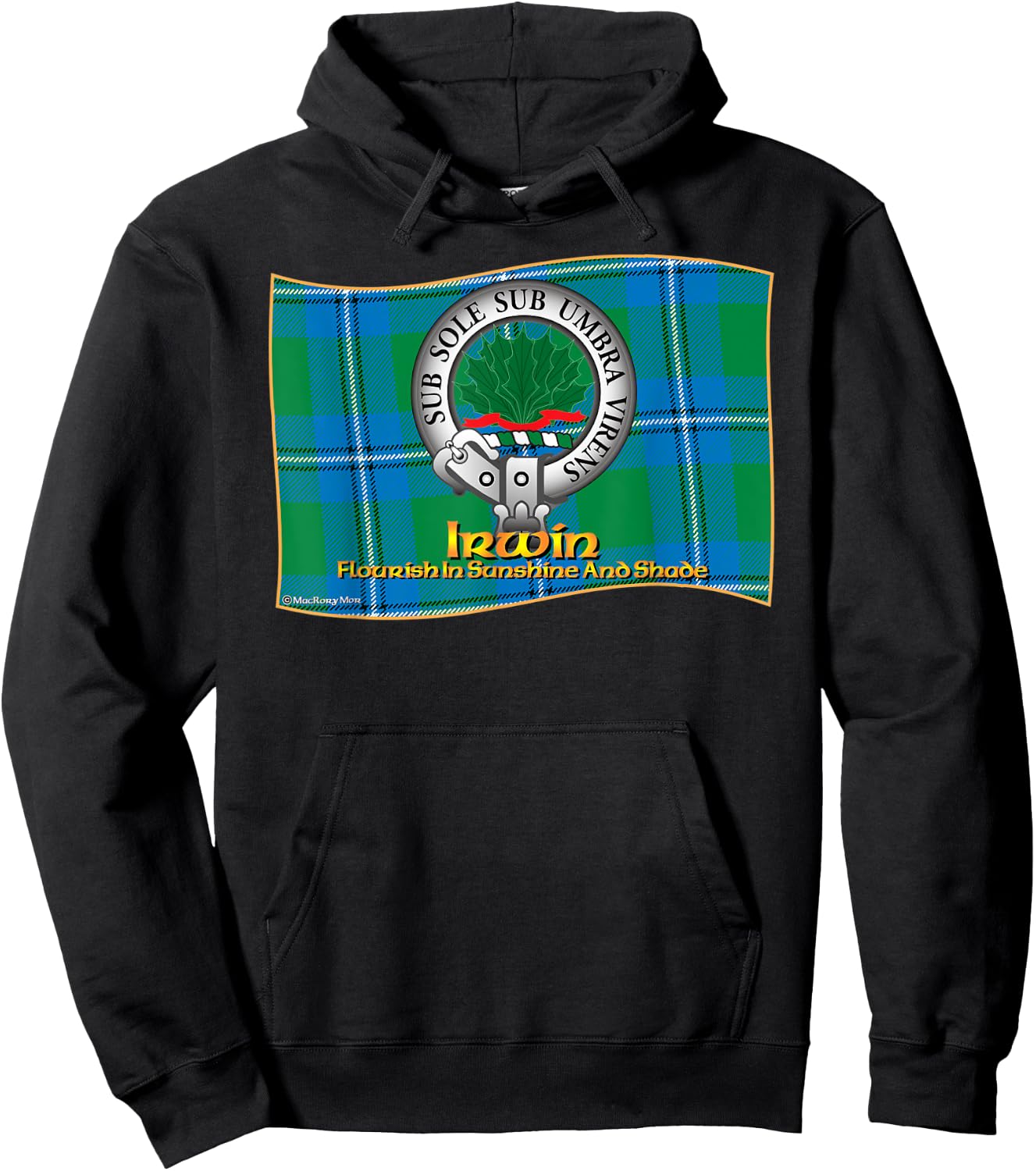 Irwin Clan Tartan Crest Motto Hoodie - Hoodie | Black
