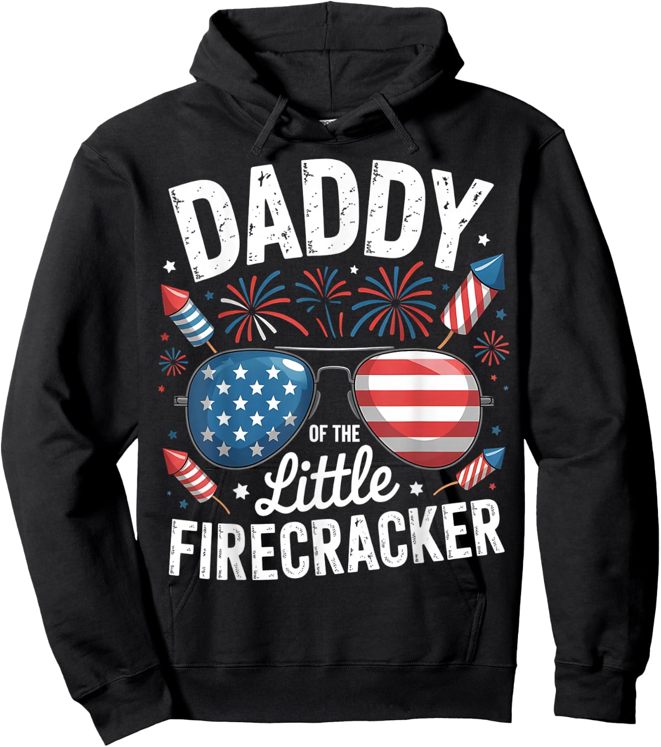 4th of July Birthday Dad Daddy Of The Little Firecracker Hoodie - Hoodie | Black