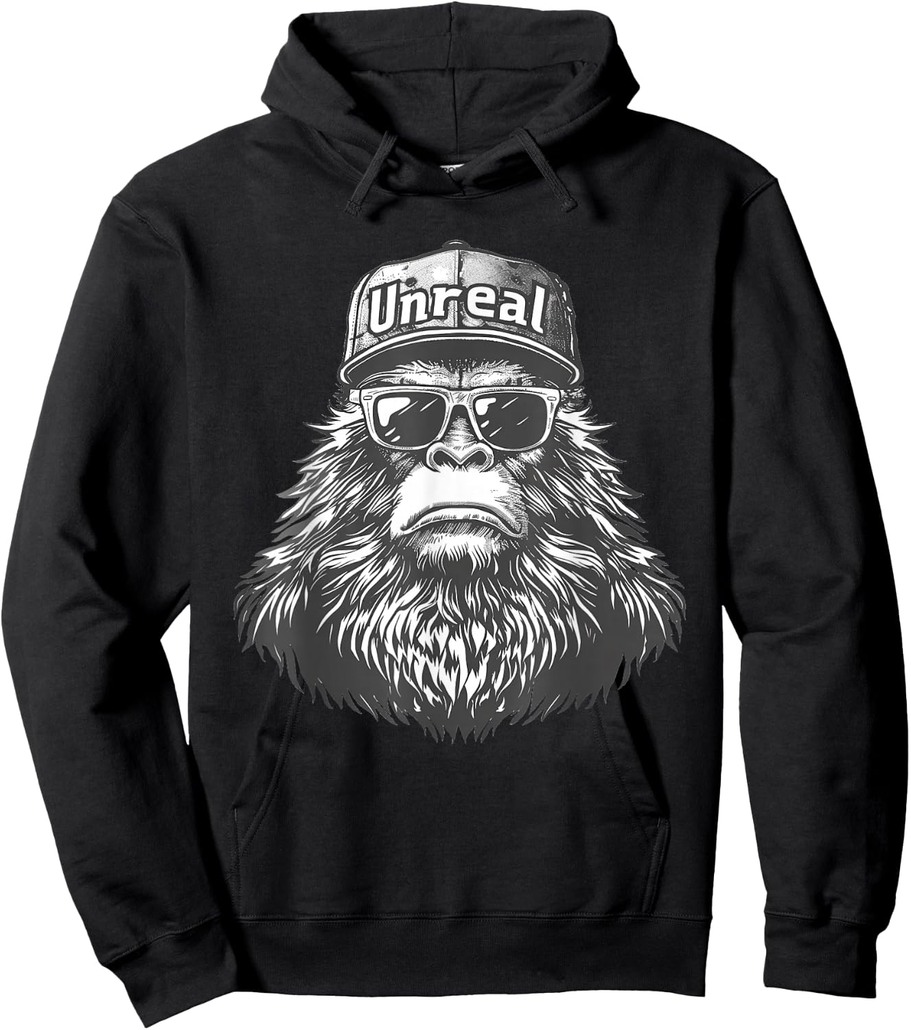 Bigfoot Unreal Funny Sasquatch Disguise Trucker Hat Shades Hoodie - Hoodie | Black