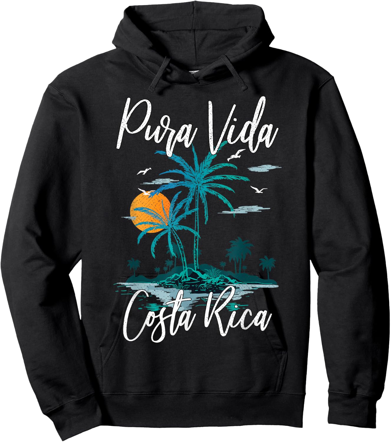 Vintage Family Vacation Costa Rica Pura Vida Beach Hoodie - Hoodie | Black