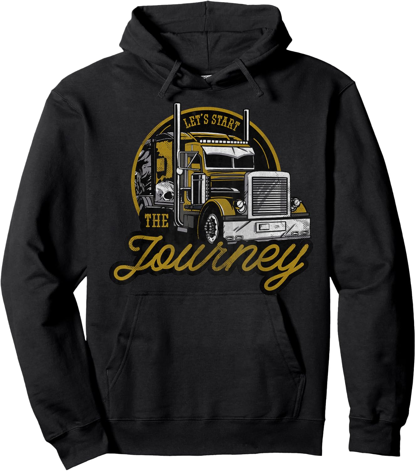 Vintage Driver 18 Wheel Trucker Hoodie - Hoodie | Black