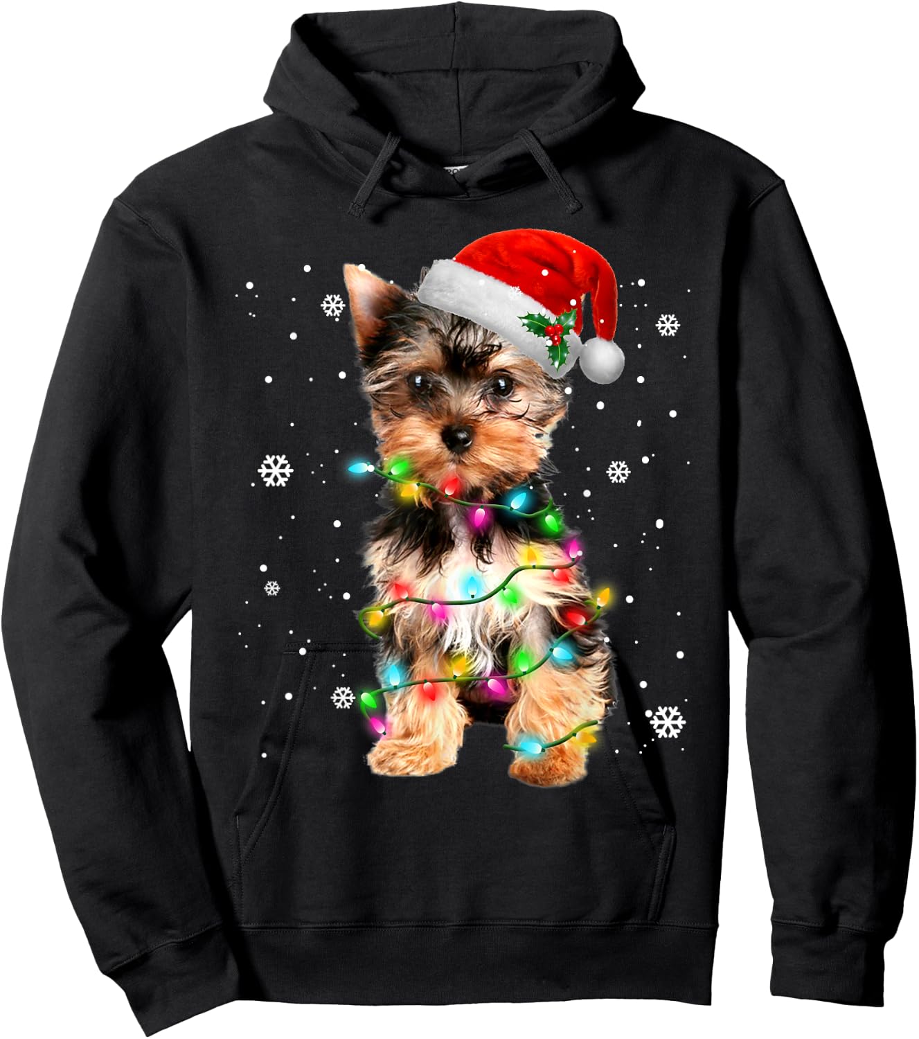 Yorkie Dogs Tree Christmas Sweater Xmas Pet Animal Dog Lover Hoodie - Hoodie | Black