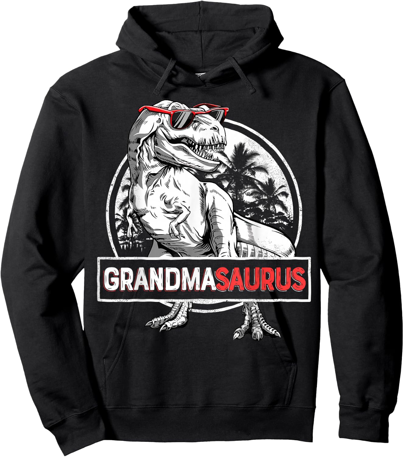 Grandmasaurus T rex Dinosaur Grandma Saurus Mother's Family Hoodie - Hoodie | Black