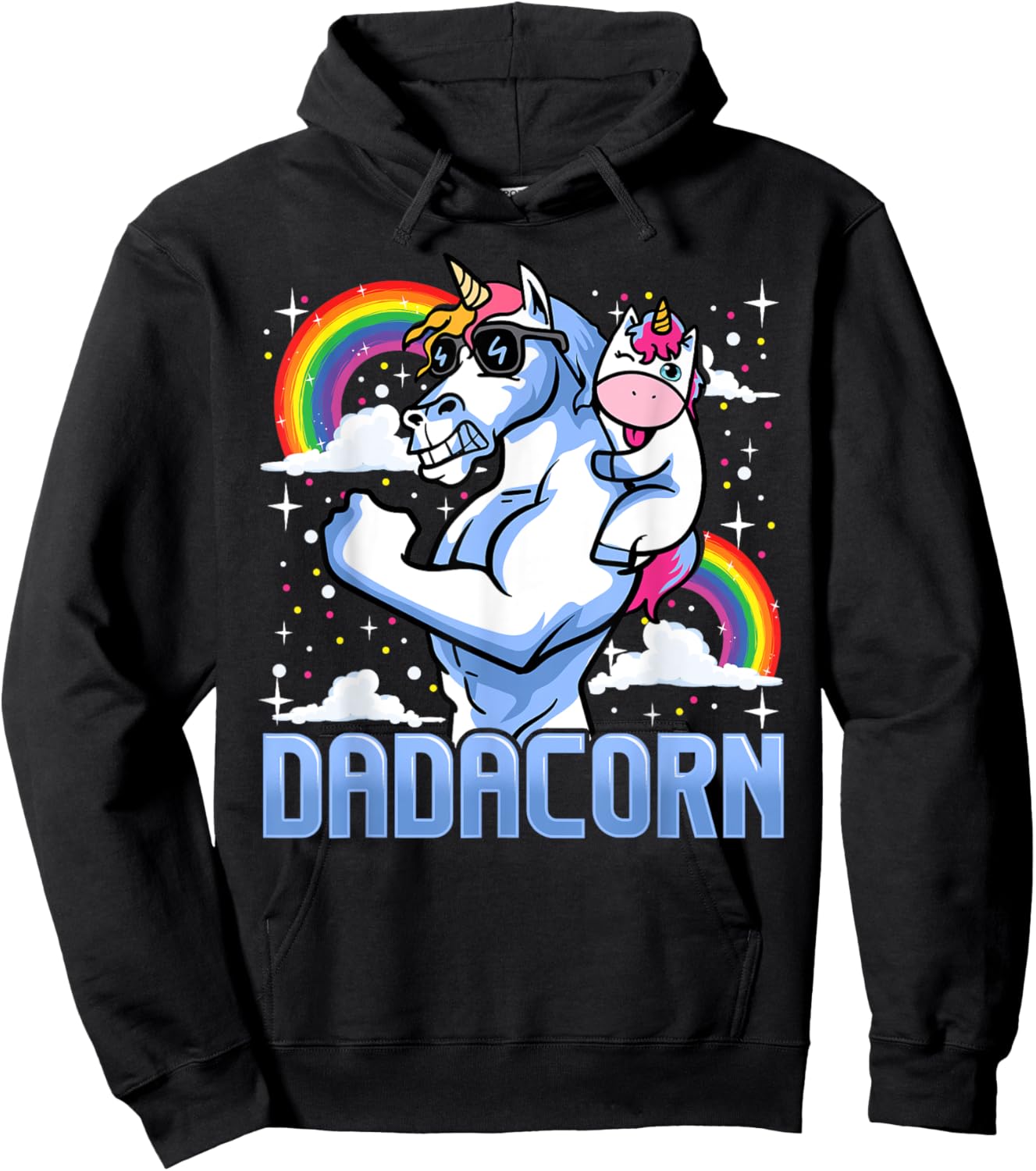 Dadacorn Shirts Dadicorn Daddycorn Gifts Unicorn Dad Hoodie - Hoodie | Black